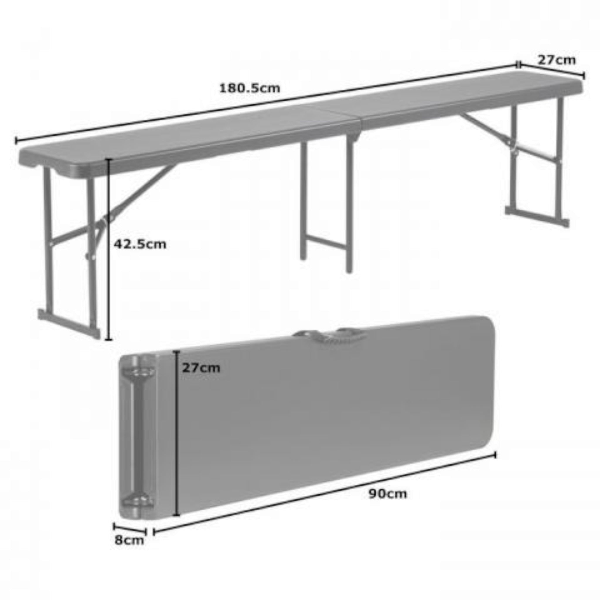 1.8m Folding Trestle Plastic Bench 6ft Wood Grain Finish