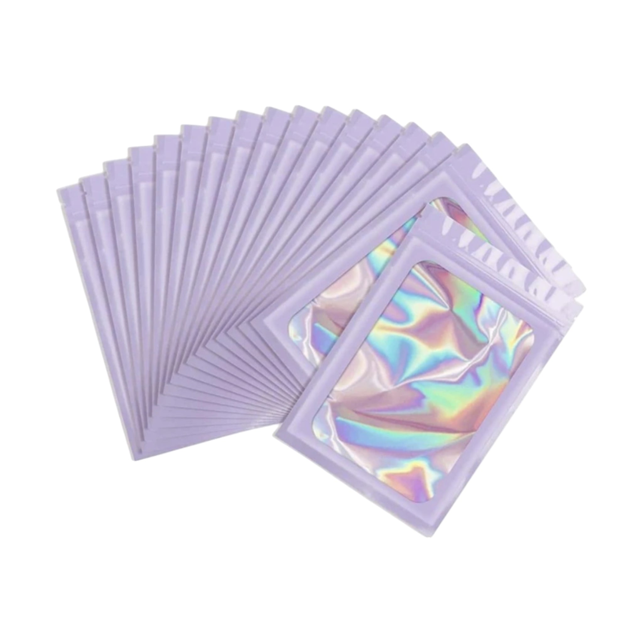 Holographic Resealable Mylar Pouch Bags Full Window Display 10pack