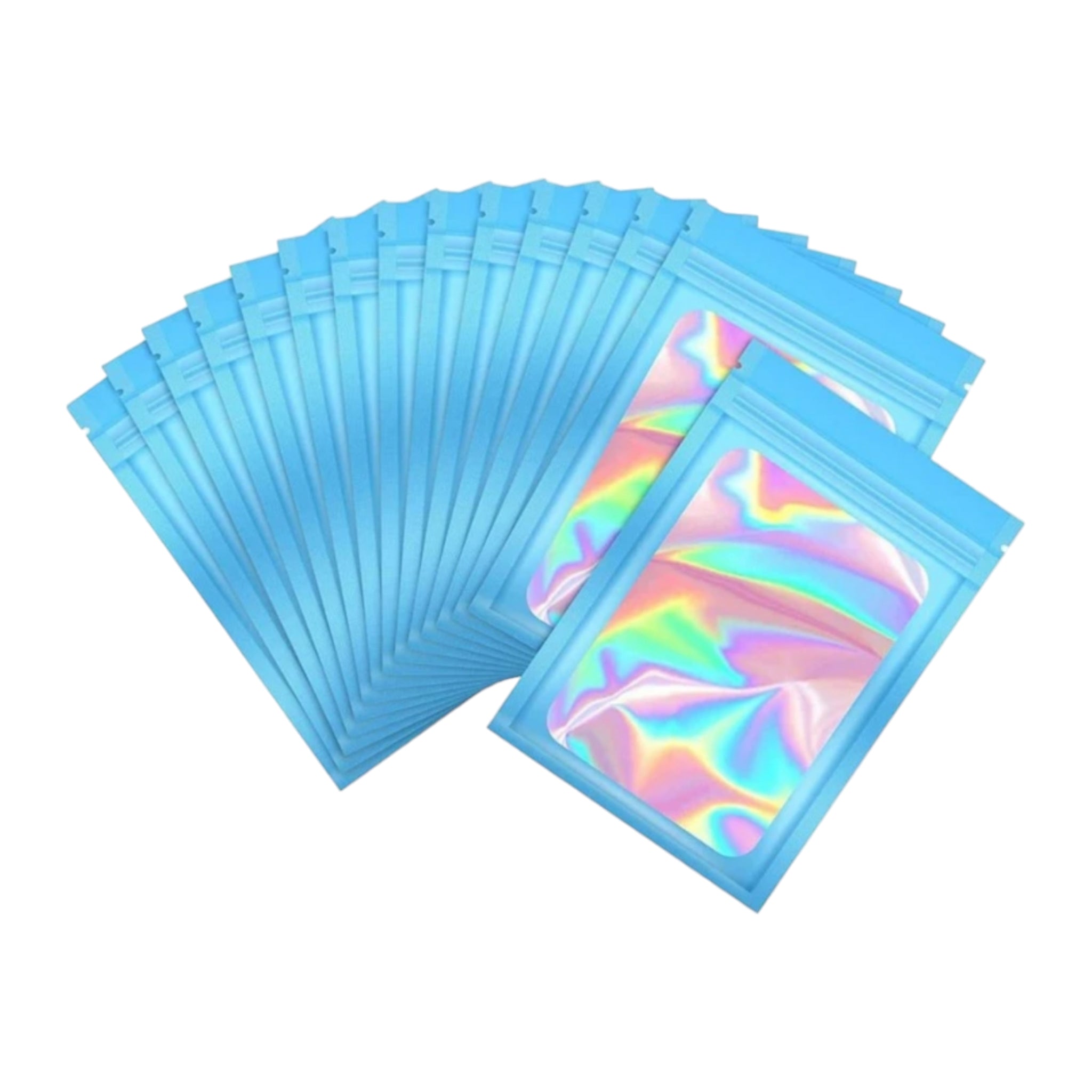 Holographic Resealable Mylar Pouch Bags Full Window Display 10pack