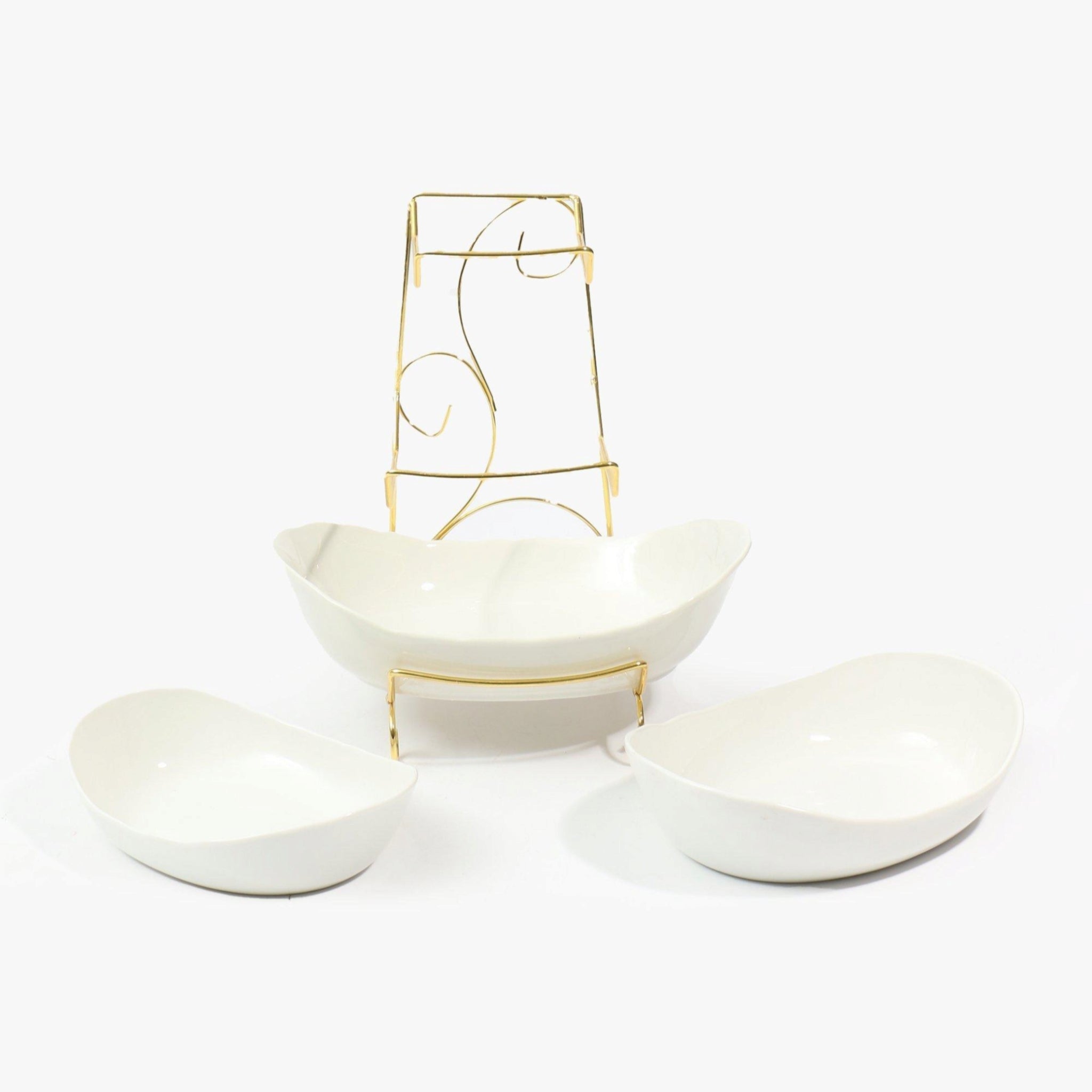 3-Tier Oval Bowl on Stand