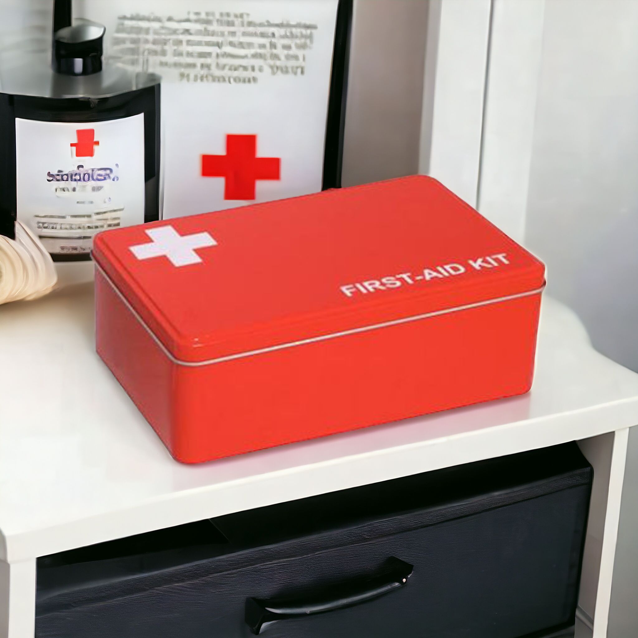 Mini First Aid Steel Tin Box 9.5x13.5cm