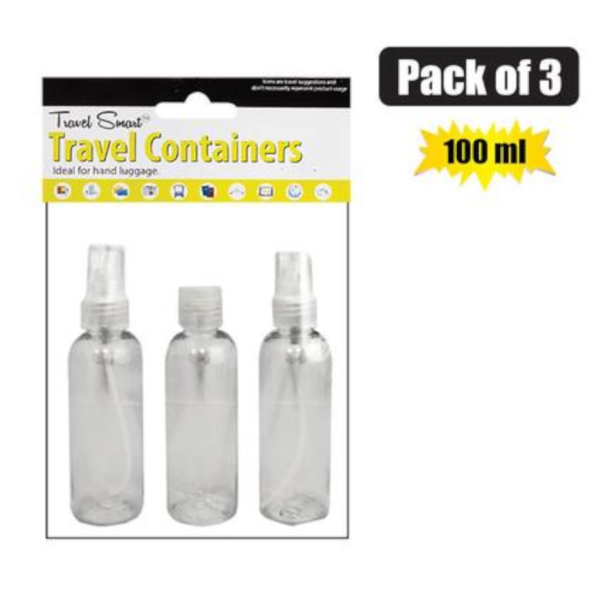 100ml Travel Smart Plastic Bottles 3pack