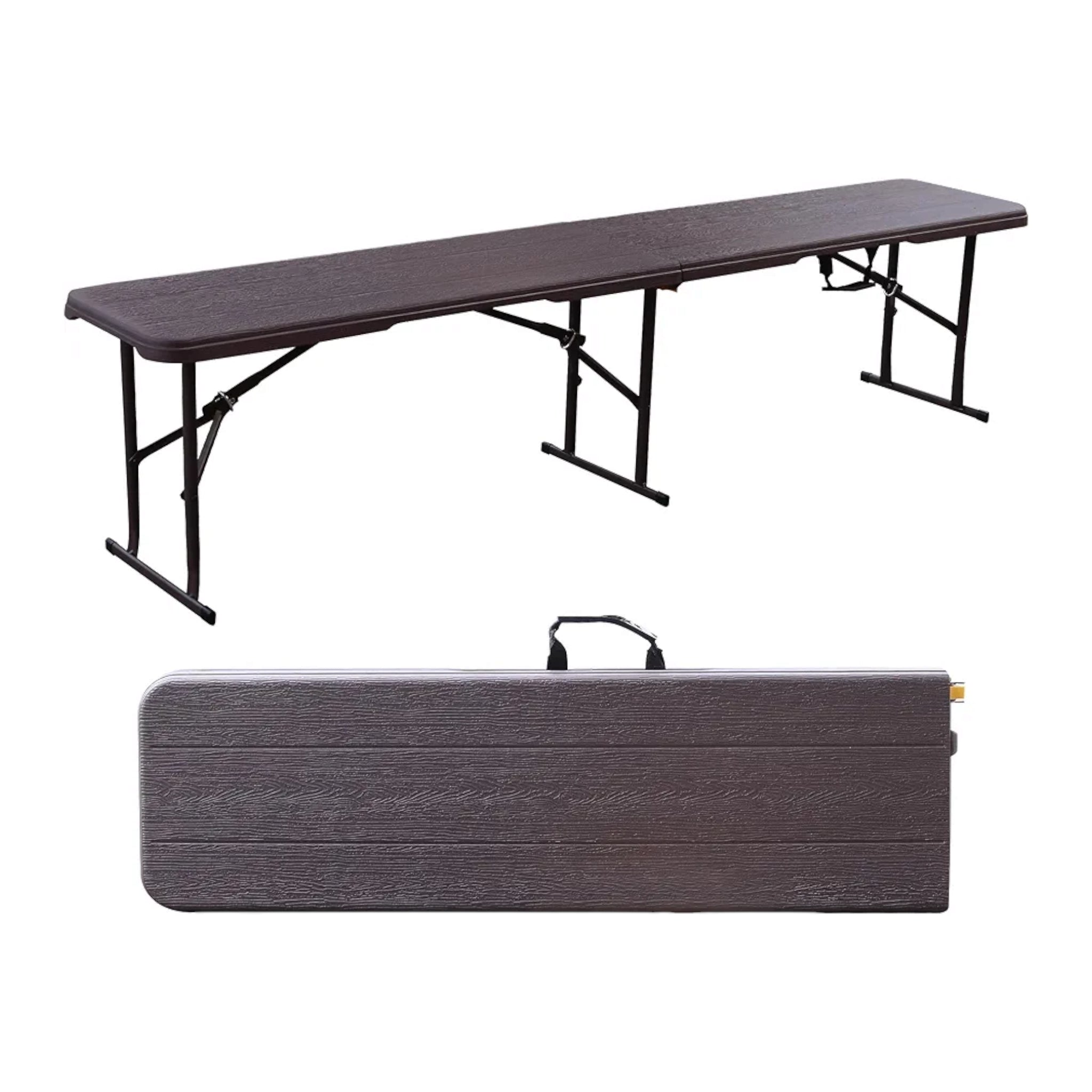1.8m Folding Trestle Plastic Bench 6ft Wood Grain Finish