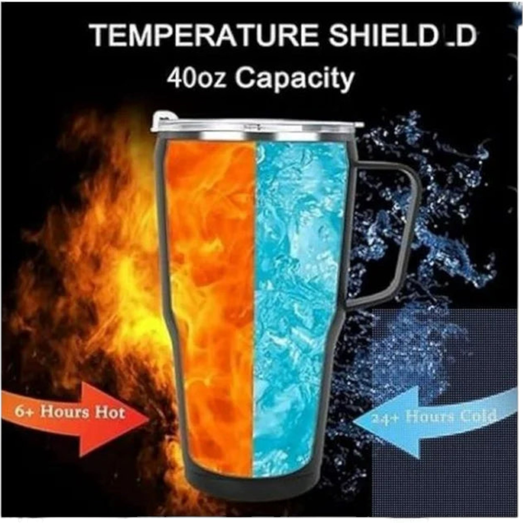 1.2L Travel Mug Thermos Flask Stainless Steel with Handle & Straw