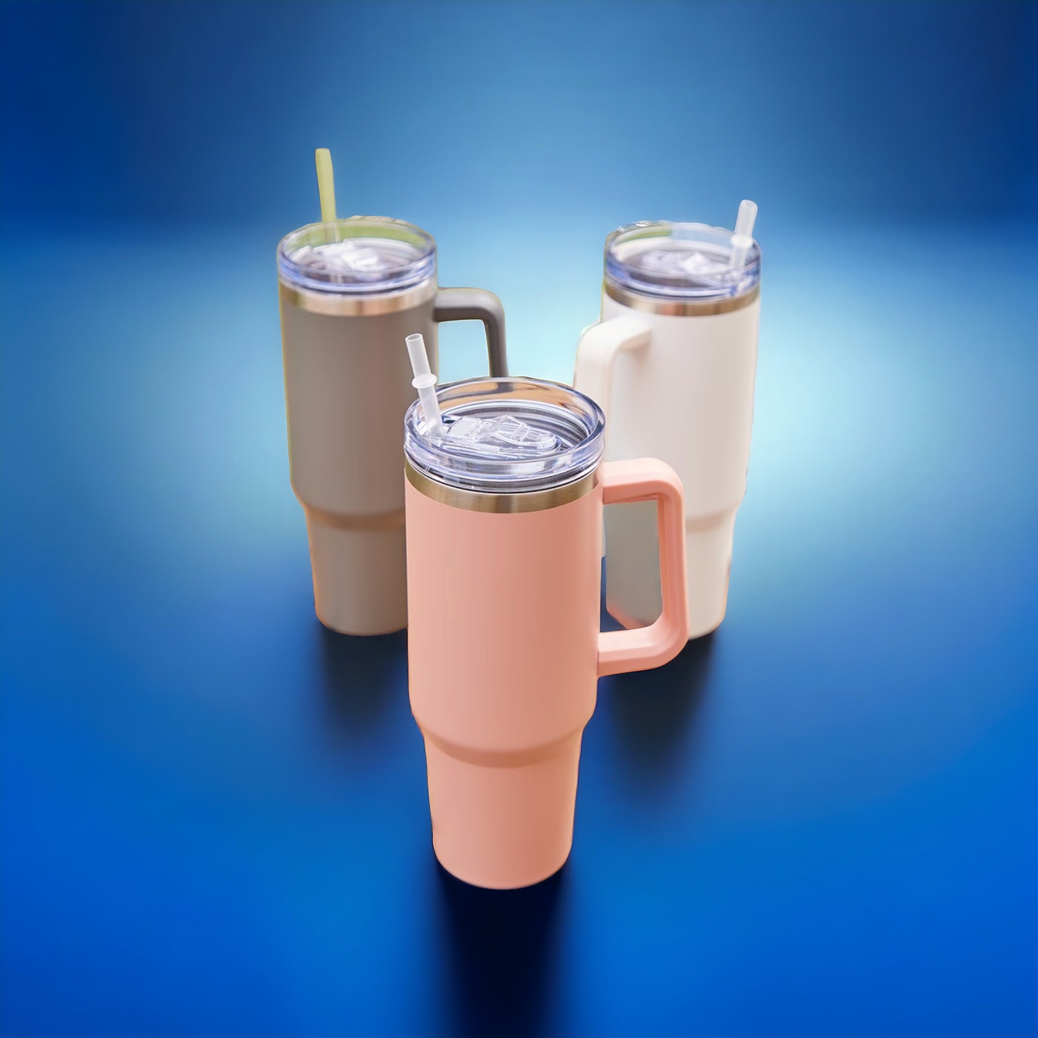 1.2L Travel Mug Thermos Flask Stainless Steel with Handle & Straw