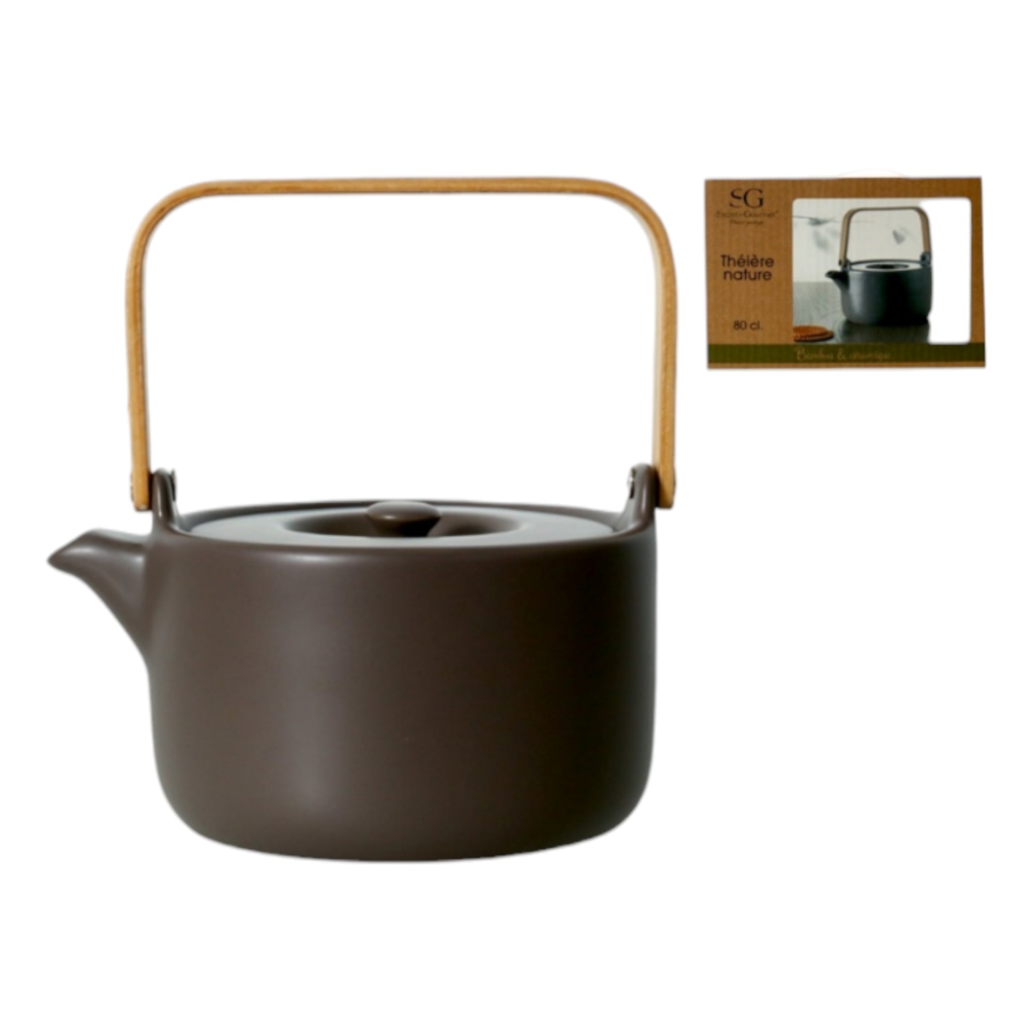 SG Secret de Gourmet Terra Ceramic Teapot with Infuser & Bamboo Handle