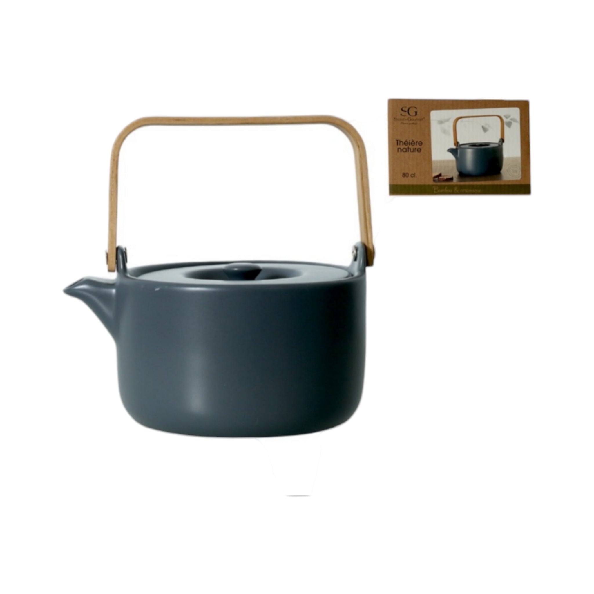 SG Secret de Gourmet Terra Ceramic Teapot with Infuser & Bamboo Handle