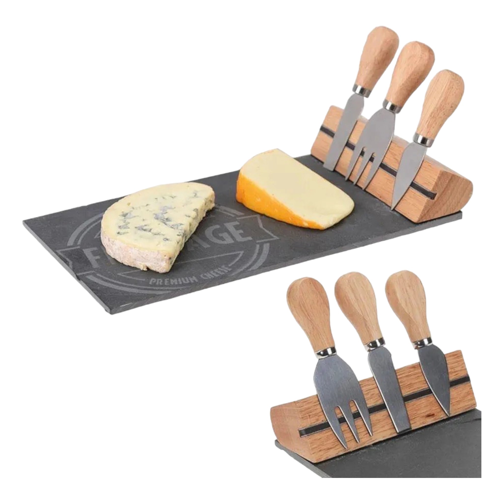 Slate Cheese Serving Board with 3pc Knife Set