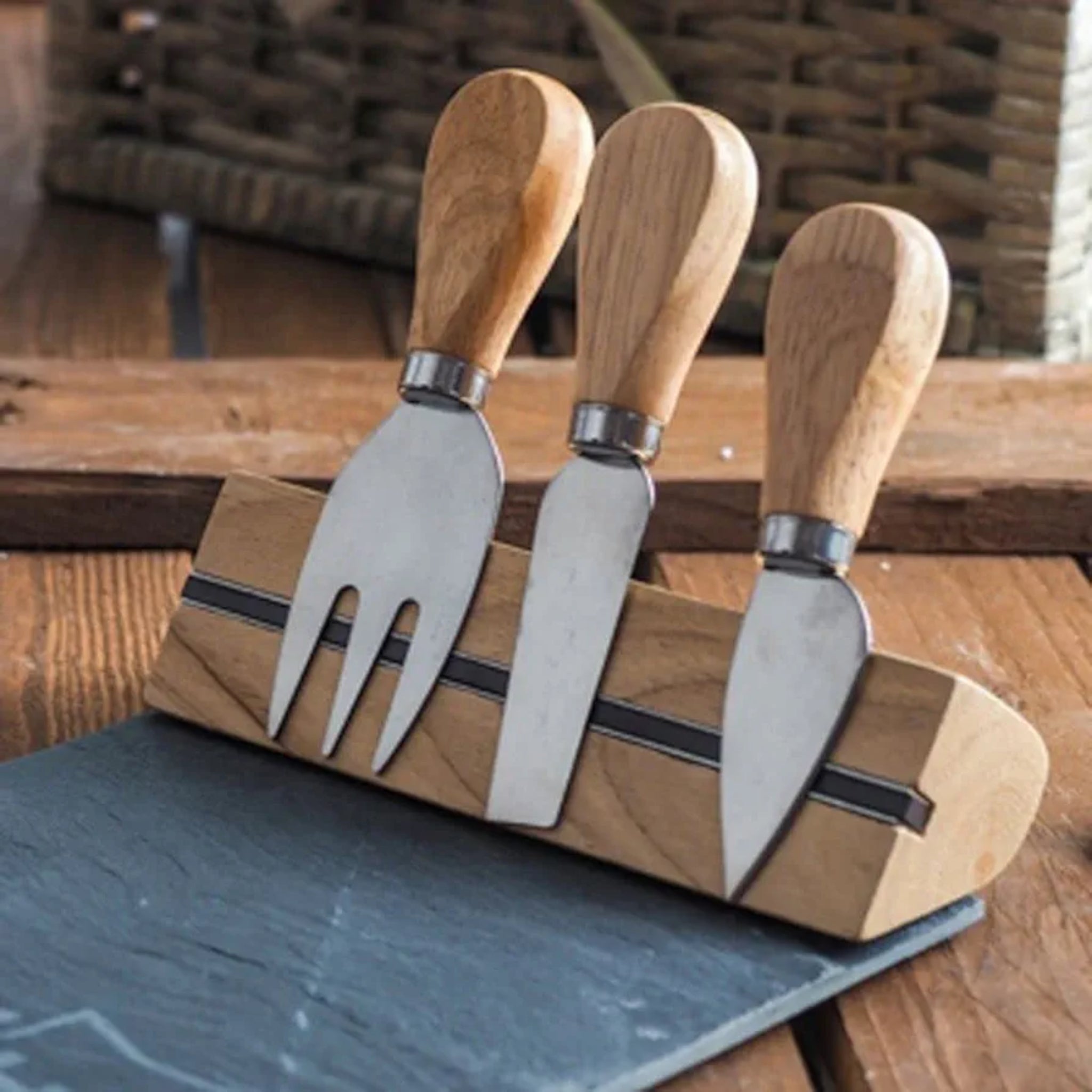 Slate Cheese Serving Board with 3pc Knife Set