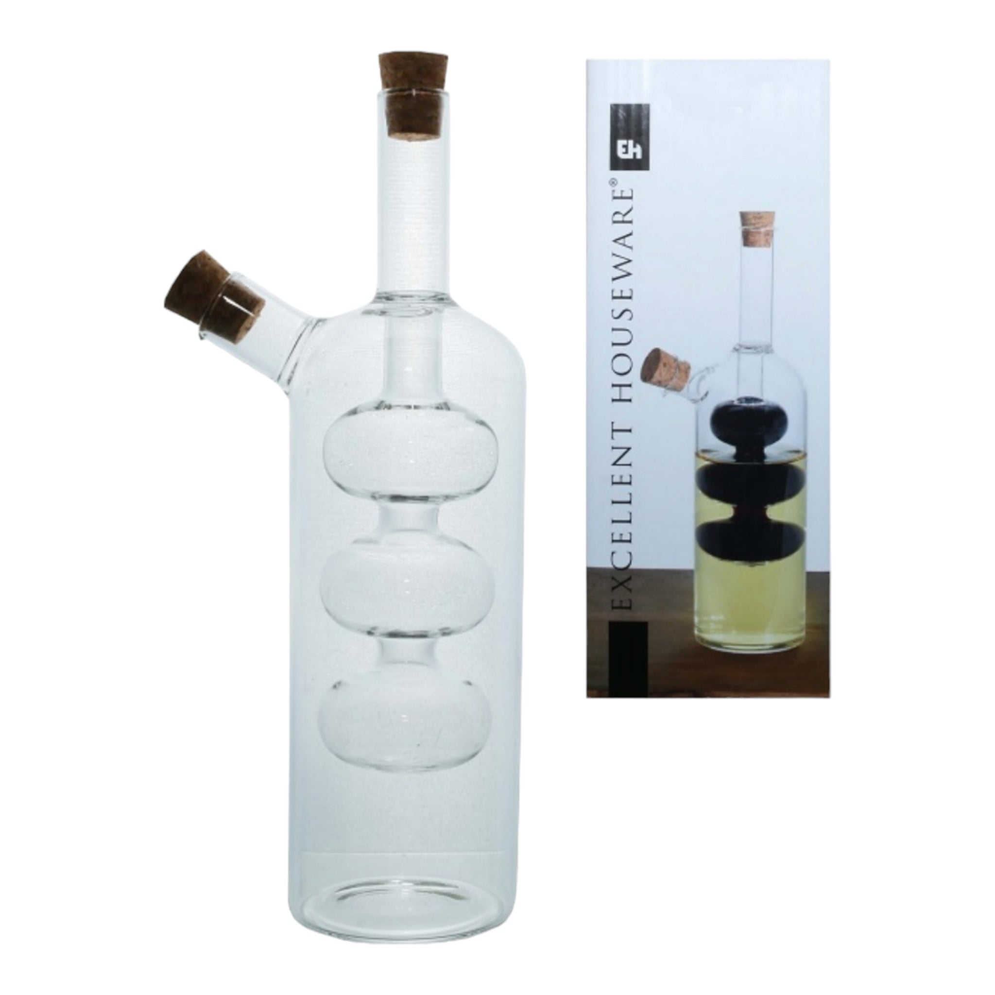 EH Olive Oil Glass Bottle Pourer & Vinegar Drizzler Dispenser Cork Lids 2in1 75/225ml