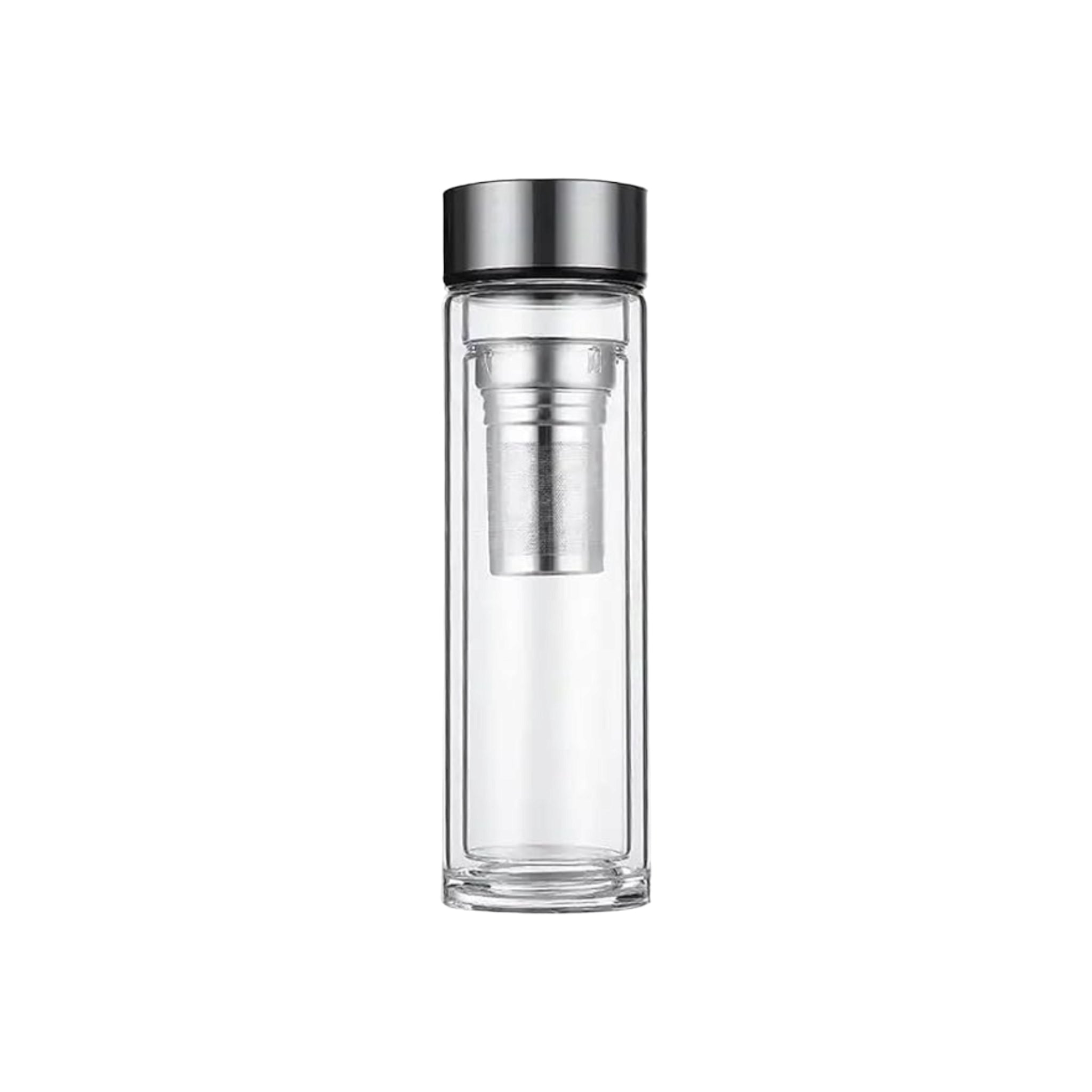 Tea Infuser Double Wall Glass Bottle with Stainless Steel Lid 500ml 27142