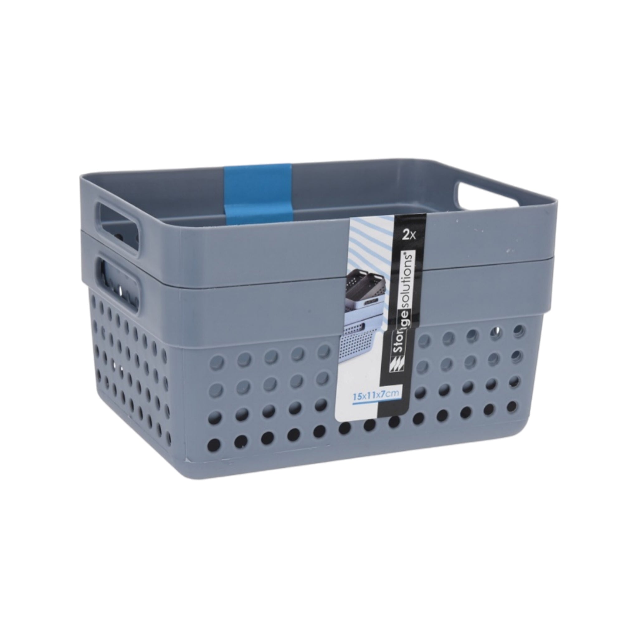 Storage Basket Plastic 1250ml 2pack Exclusive Homeware