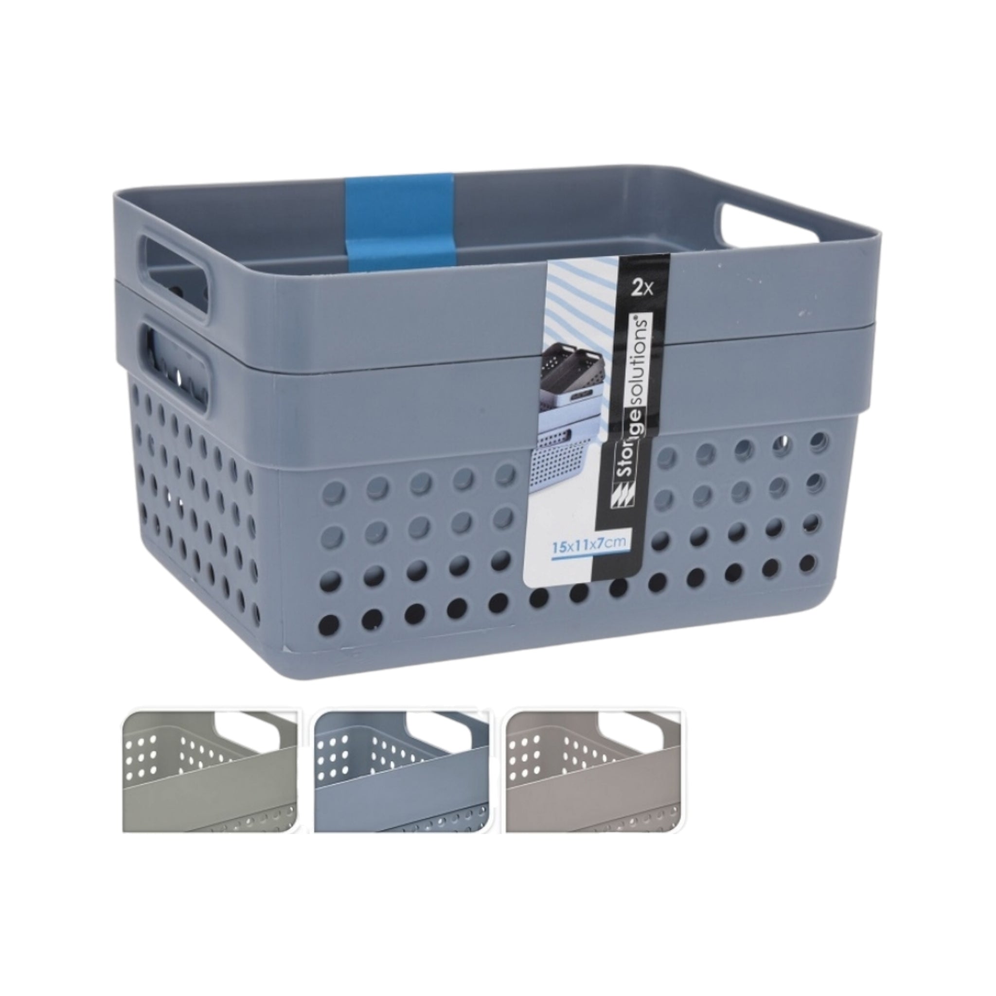 Storage Basket Plastic 1250ml 2pack Exclusive Homeware