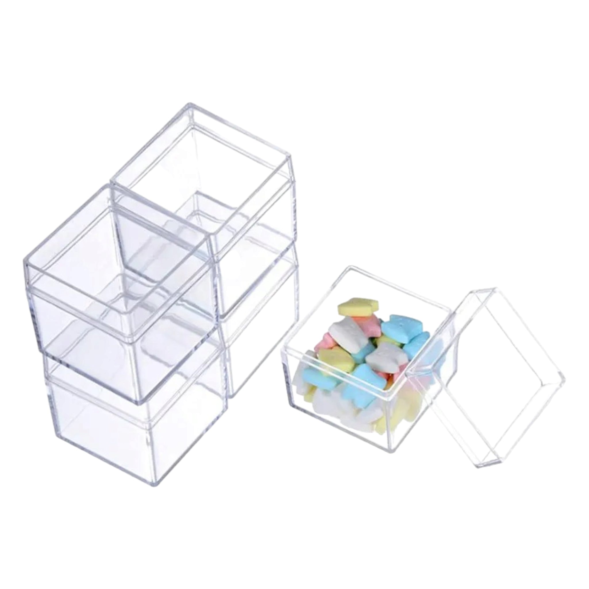 Acrylic Gift Box 5-Sided Cube Display Square with Lid 4.5x4.5x4.5cm