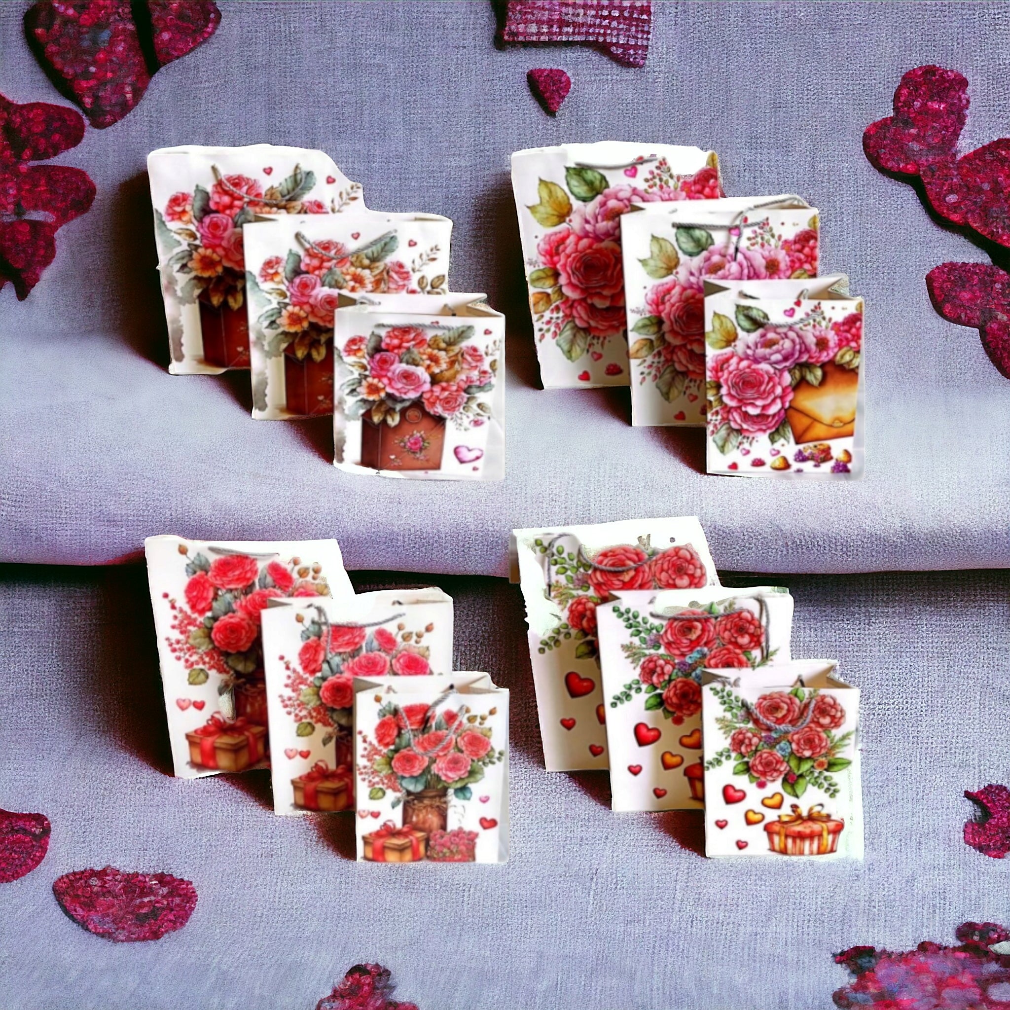 Gift Paper Bags Rose Print