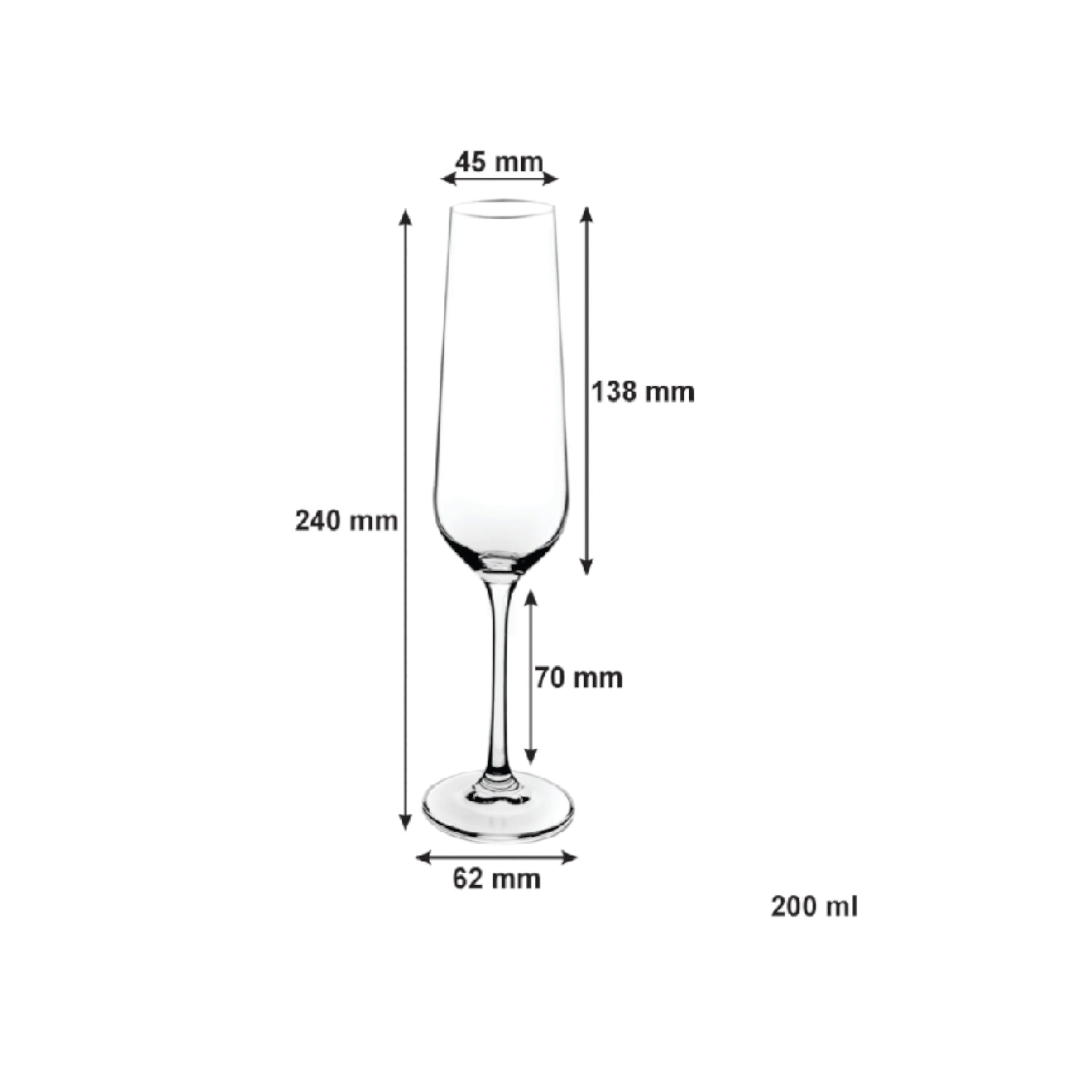 Consol Vienna Signature Crystal Stemmed Flute Glass Tumbler 200ml Champagne 4pack