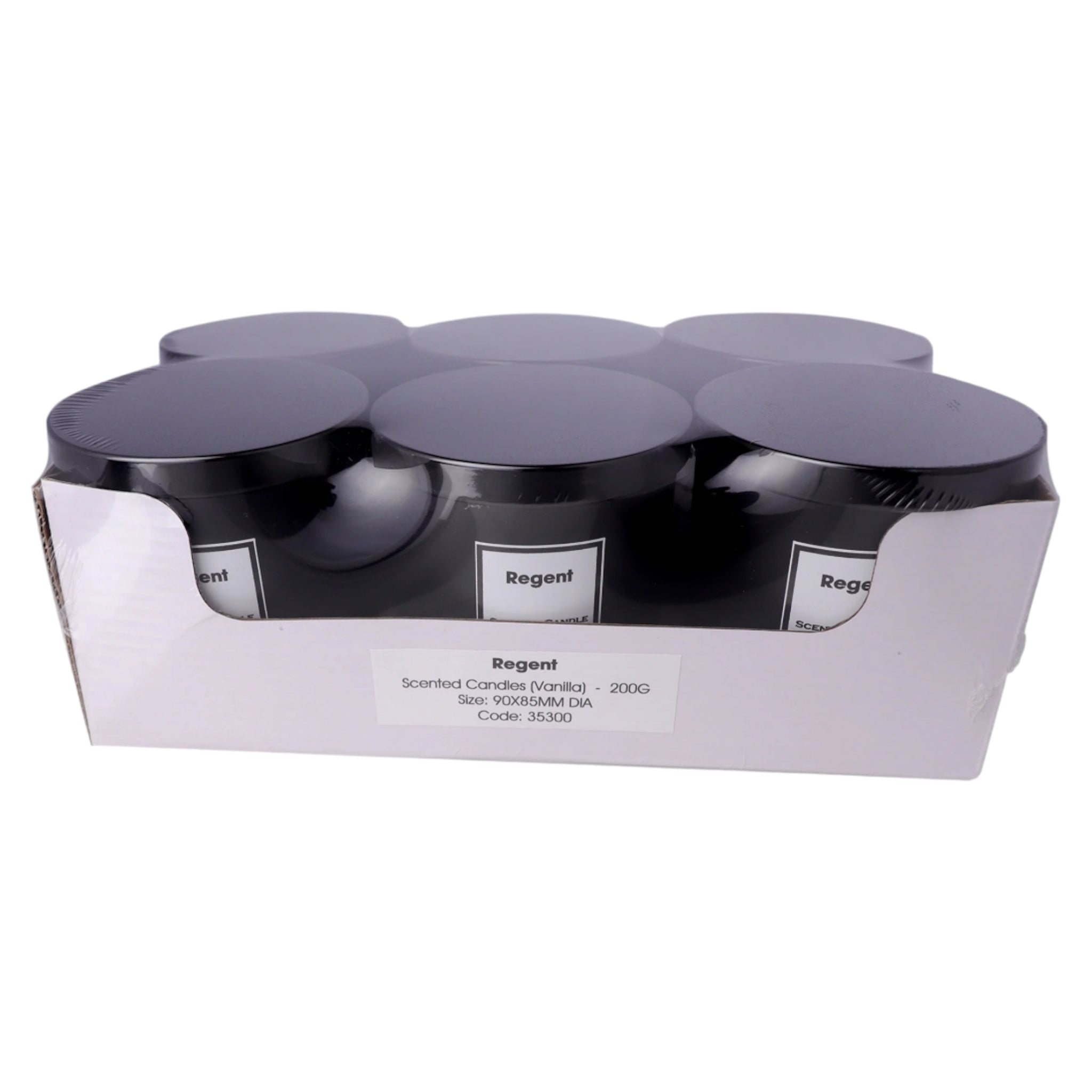 Regent Scented Candles Vanilla In Black Glass Jar with Black Lid 200g