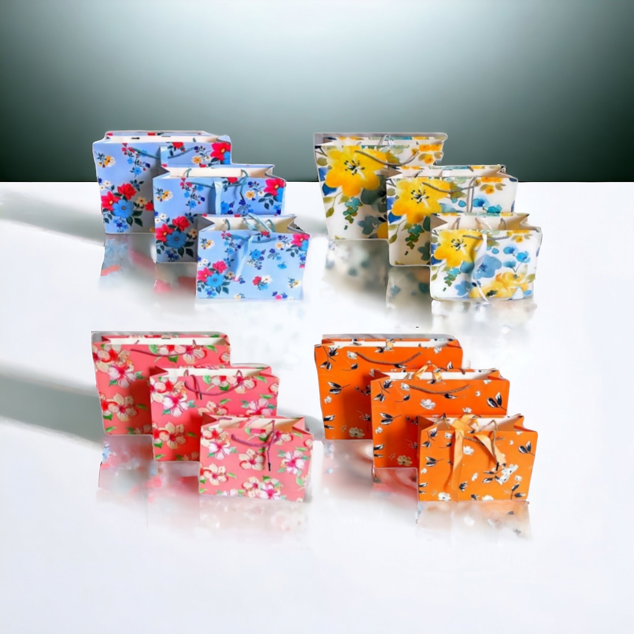 Gift Bag Floral Patterned Design 32x25x11cm Medium 1pc