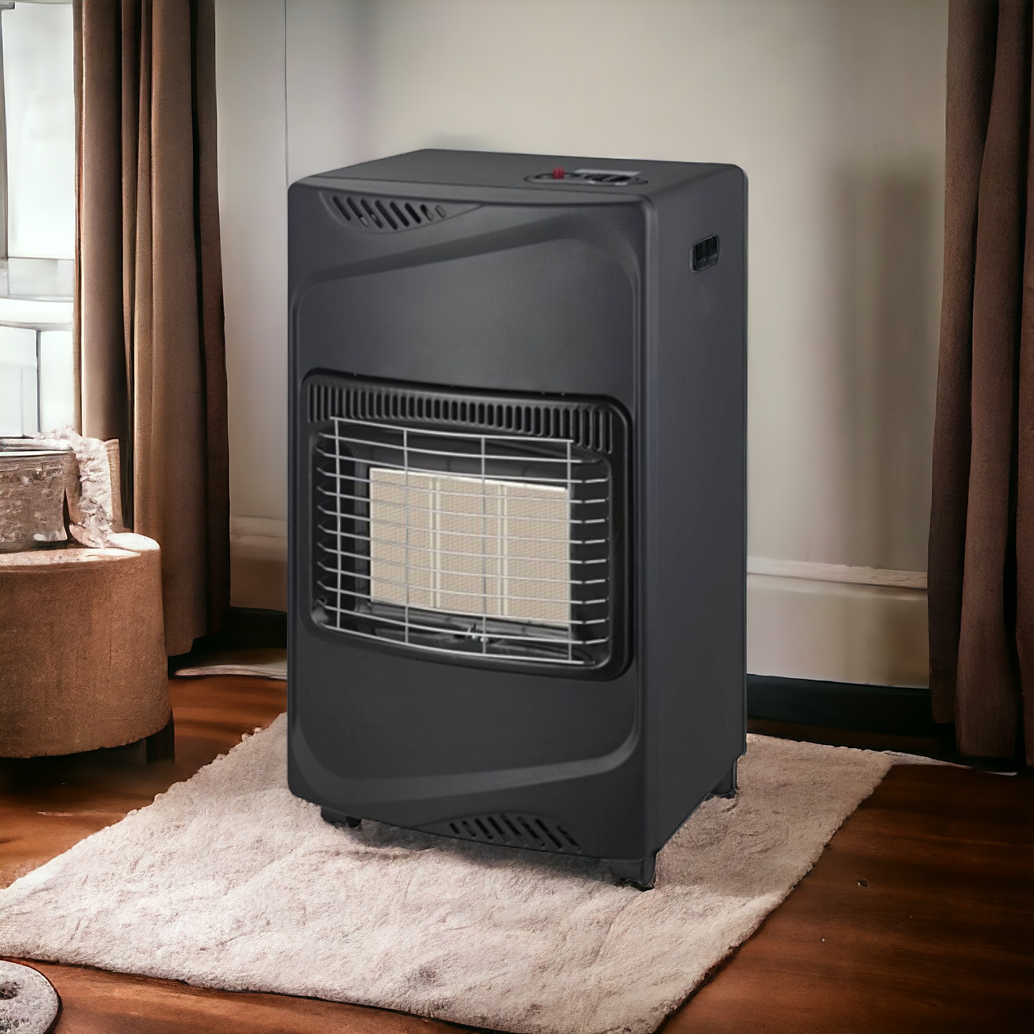 Elba Retro Gas Heater 3-Panel Portable Black 16/EL100RB