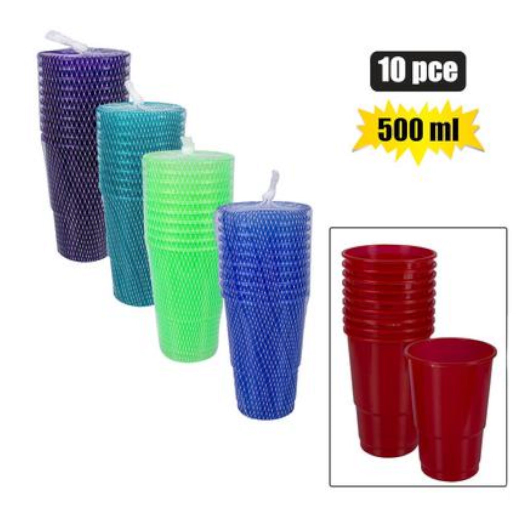 500ml Milla Plastic Cup with Net Cover 10pc