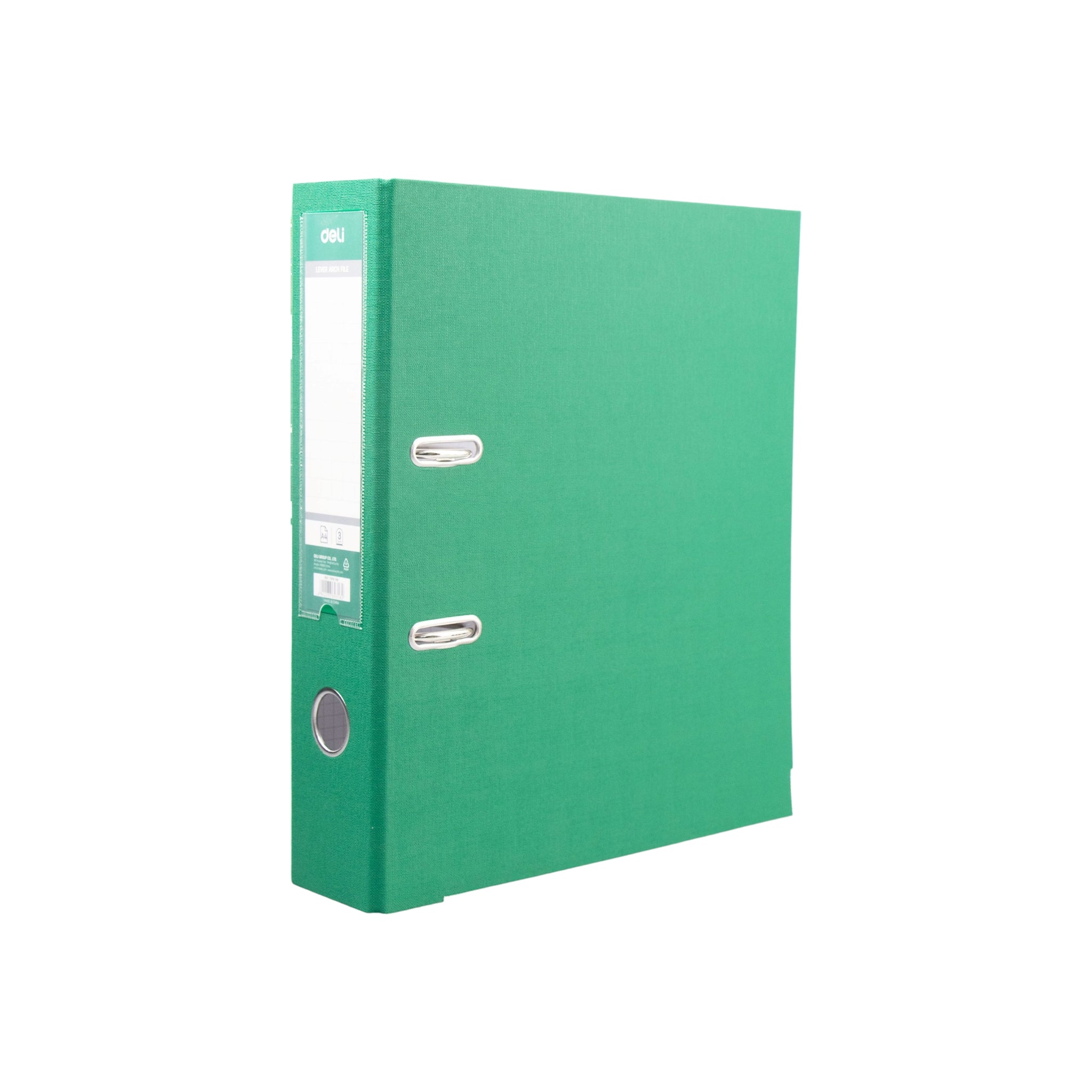 Deli Lever Arch File A4 76mm Half Coated Rado Lock & Metal Protective Rail PP Green