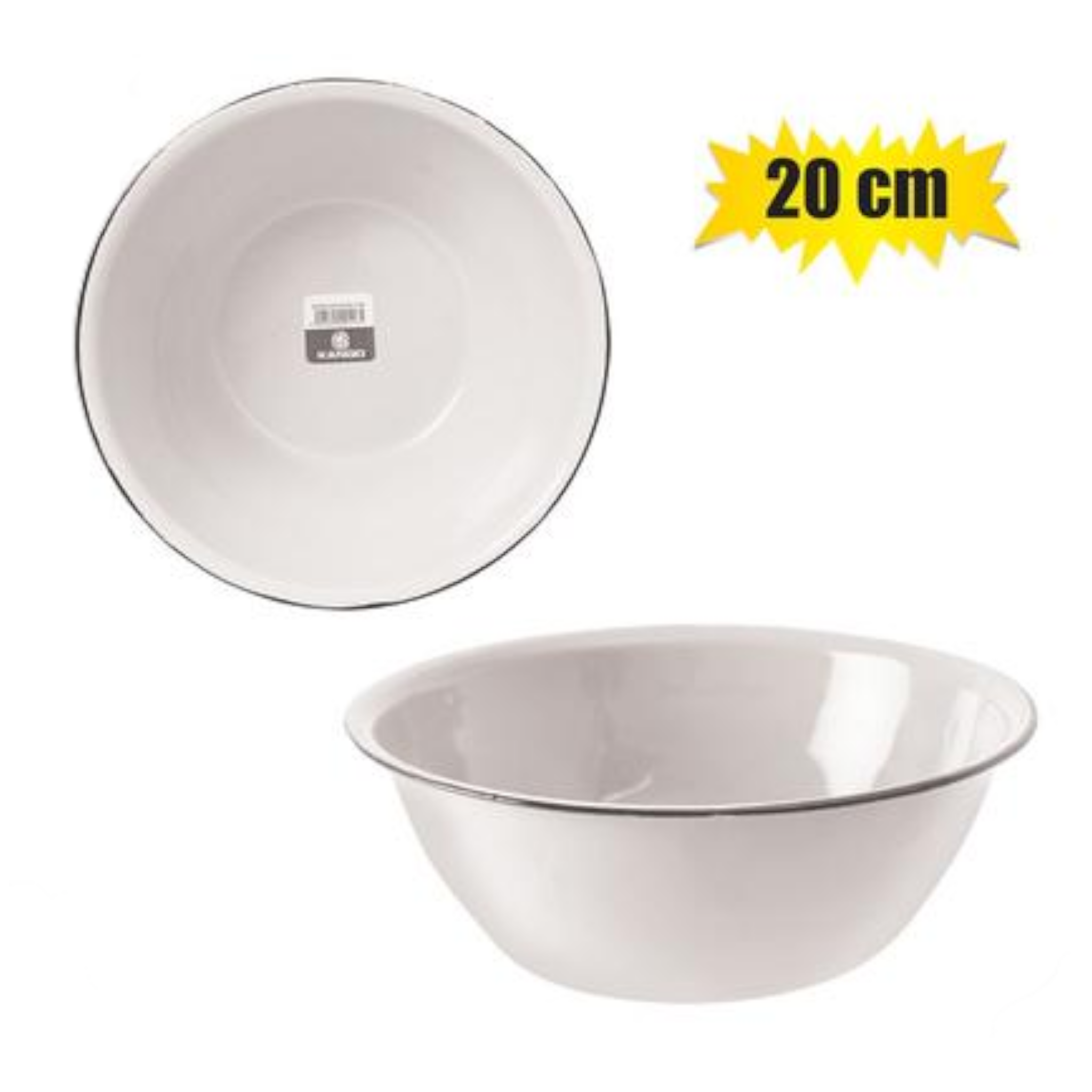 Enamel Mixing Bowl 20cm White Cash Bowl