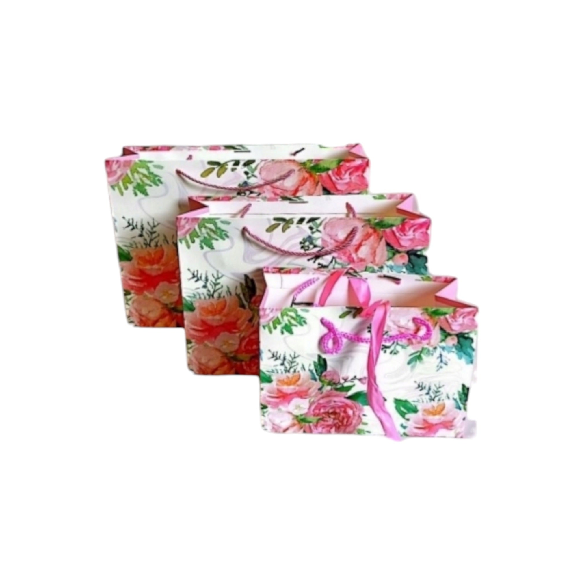 Gift Paper Bag Floral Patterned Design 24x18x10cm Small 1pc