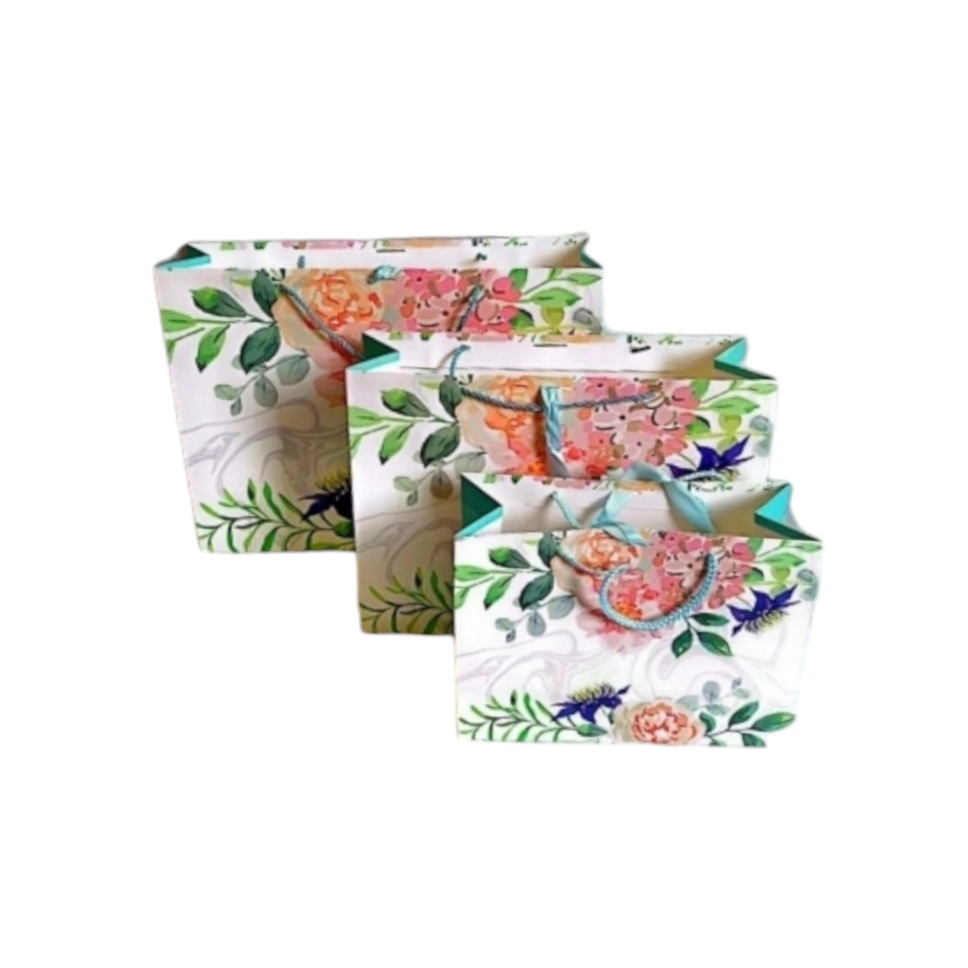 Gift Paper Bag Floral Patterned Design 24x18x10cm Small 1pc