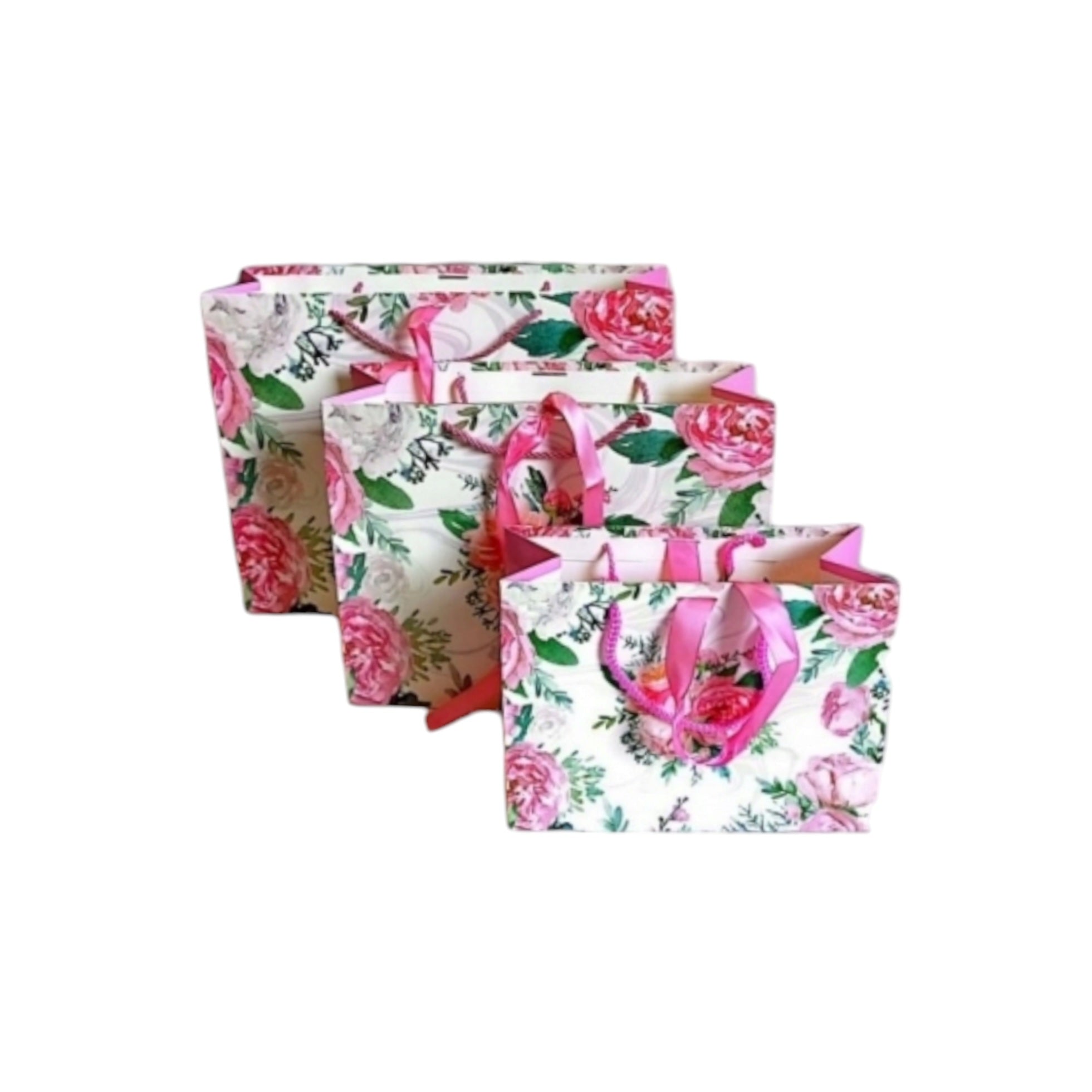 Gift Paper Bag Floral Patterned Design 24x18x10cm Small 1pc