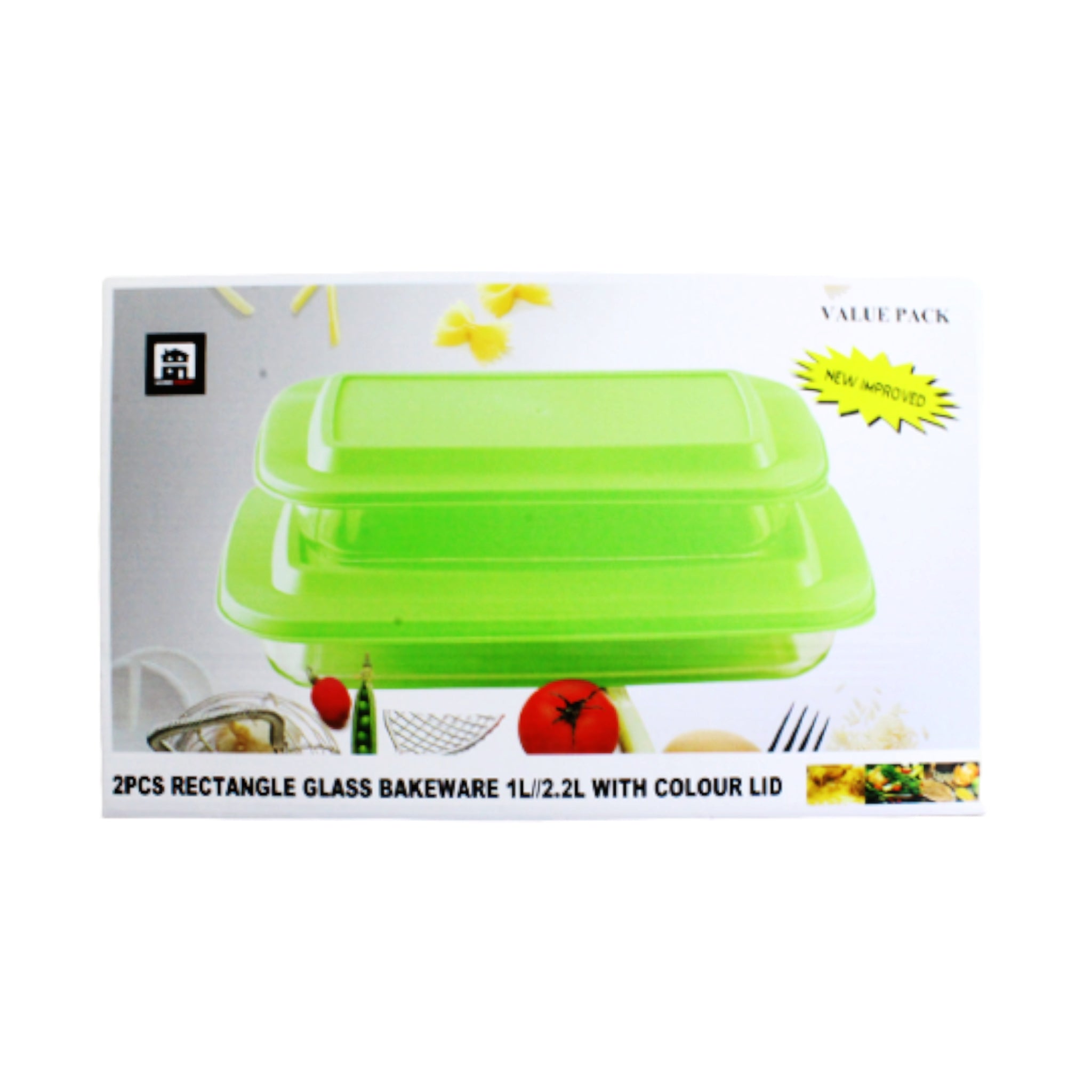 Glass Baking Dish with Lid 1L/2.2L Rectangular 2pack GLJ760