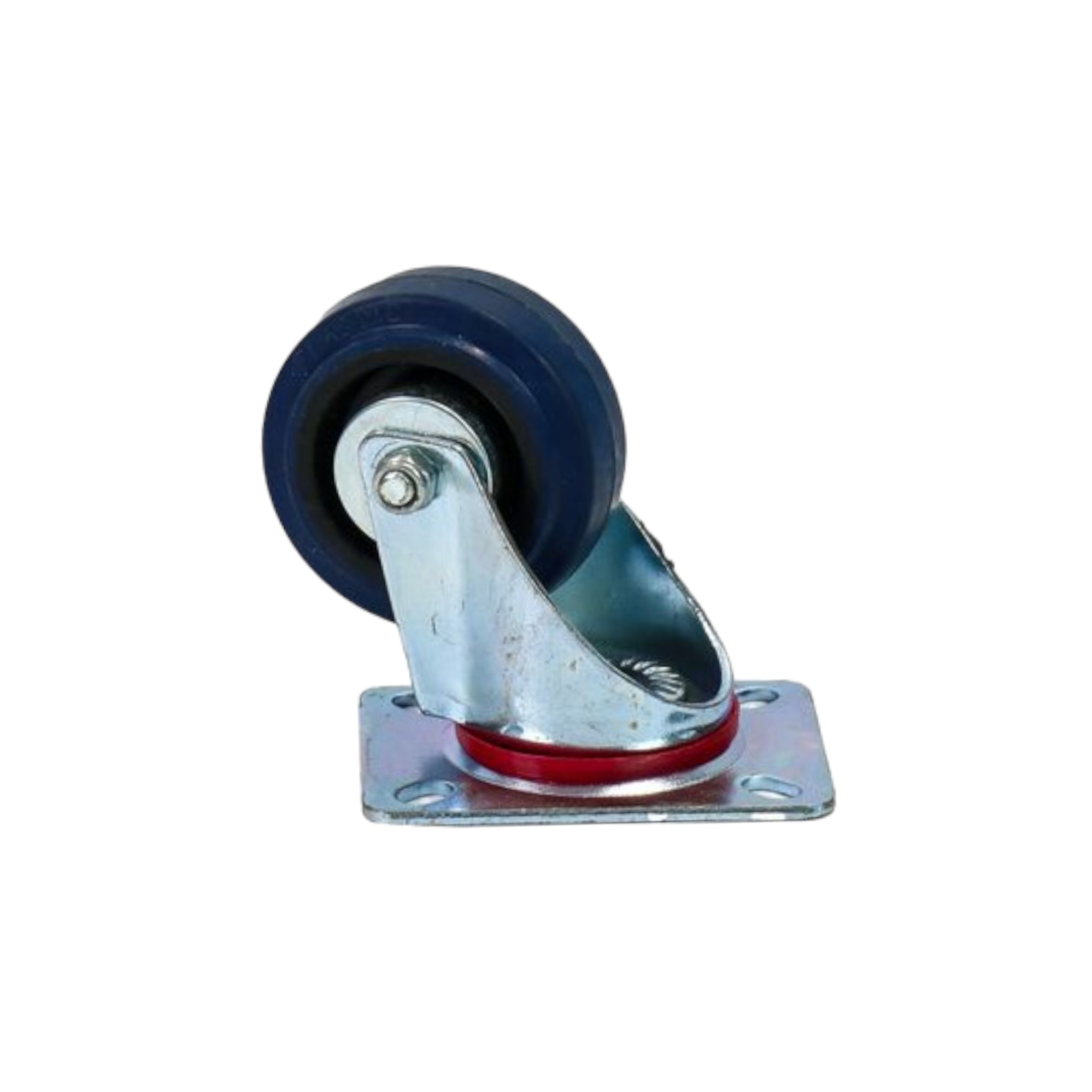 Castor Wheel 80mm Blue Rubber Swivel Plate