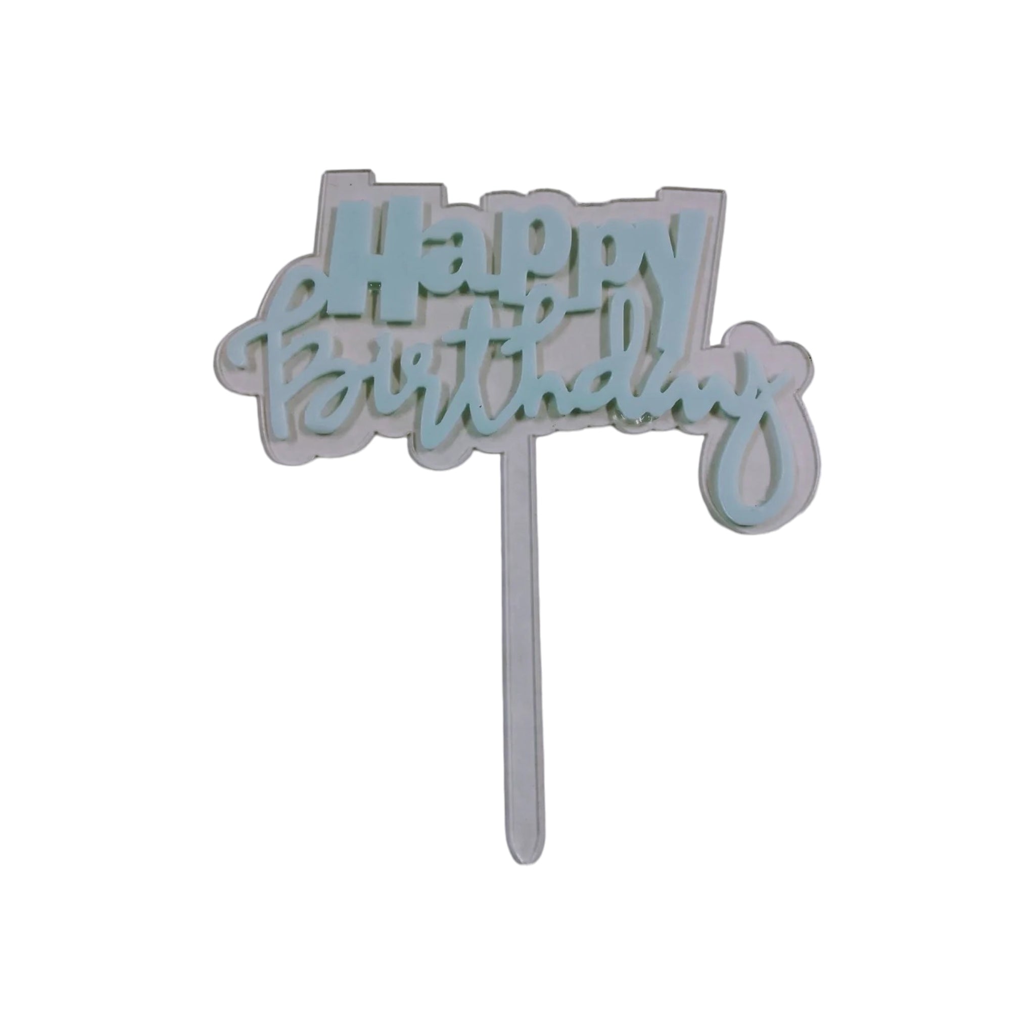 Acrylic Clear Cake Topper Blue Happy Birthday