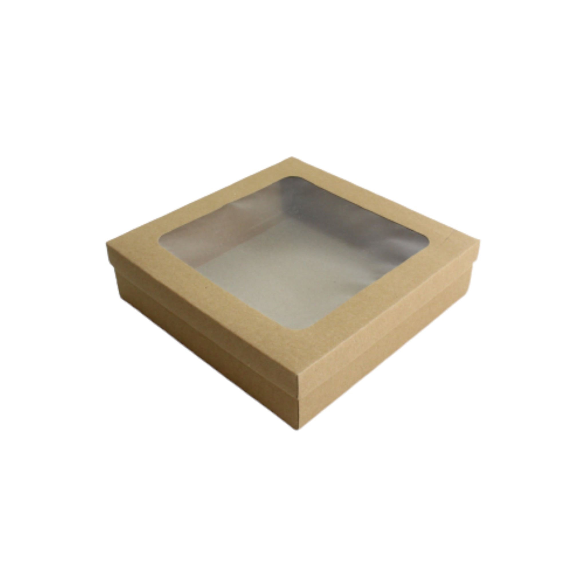 Kraft Gift Biscuit Paper Box with Top Window 20x20x5cm