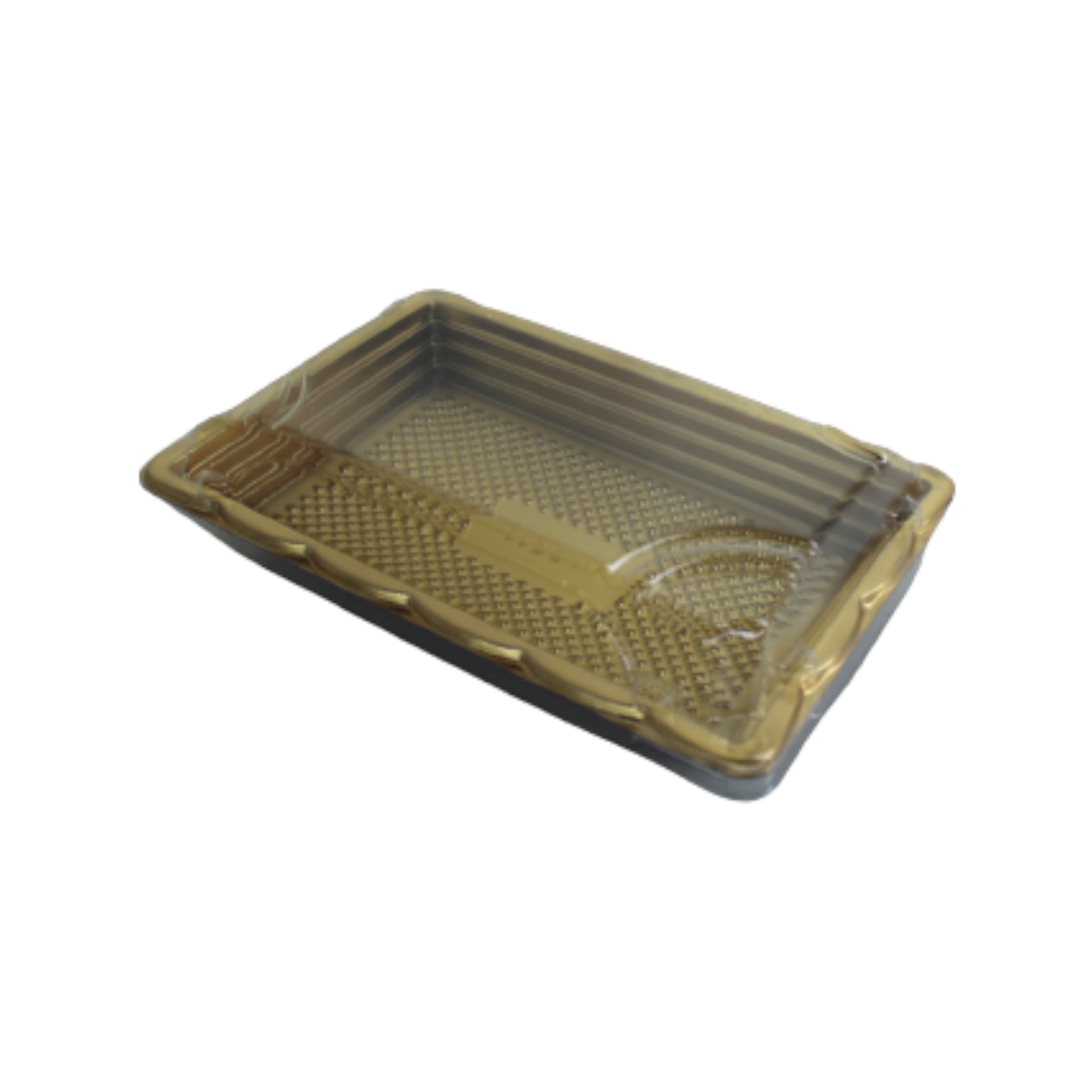 Disposable Biscuit Tray Box Gold with PVC Lid - Serving To Go Plastic Container