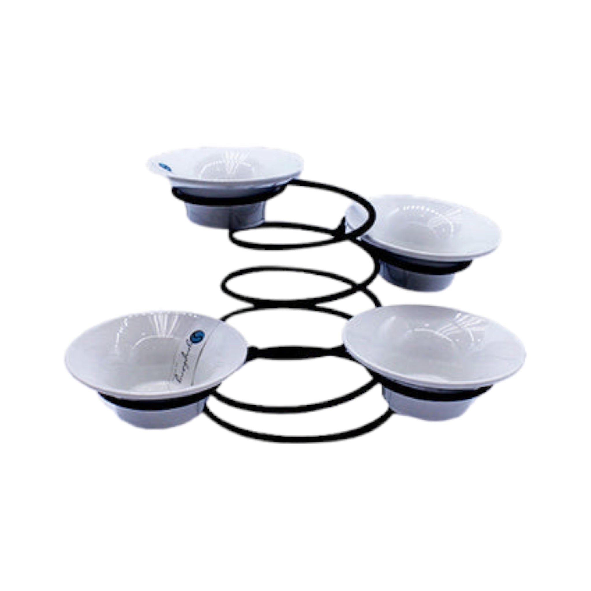 Tres Gourmet Centre Piece Metal Rack Condiment Bowl Set
