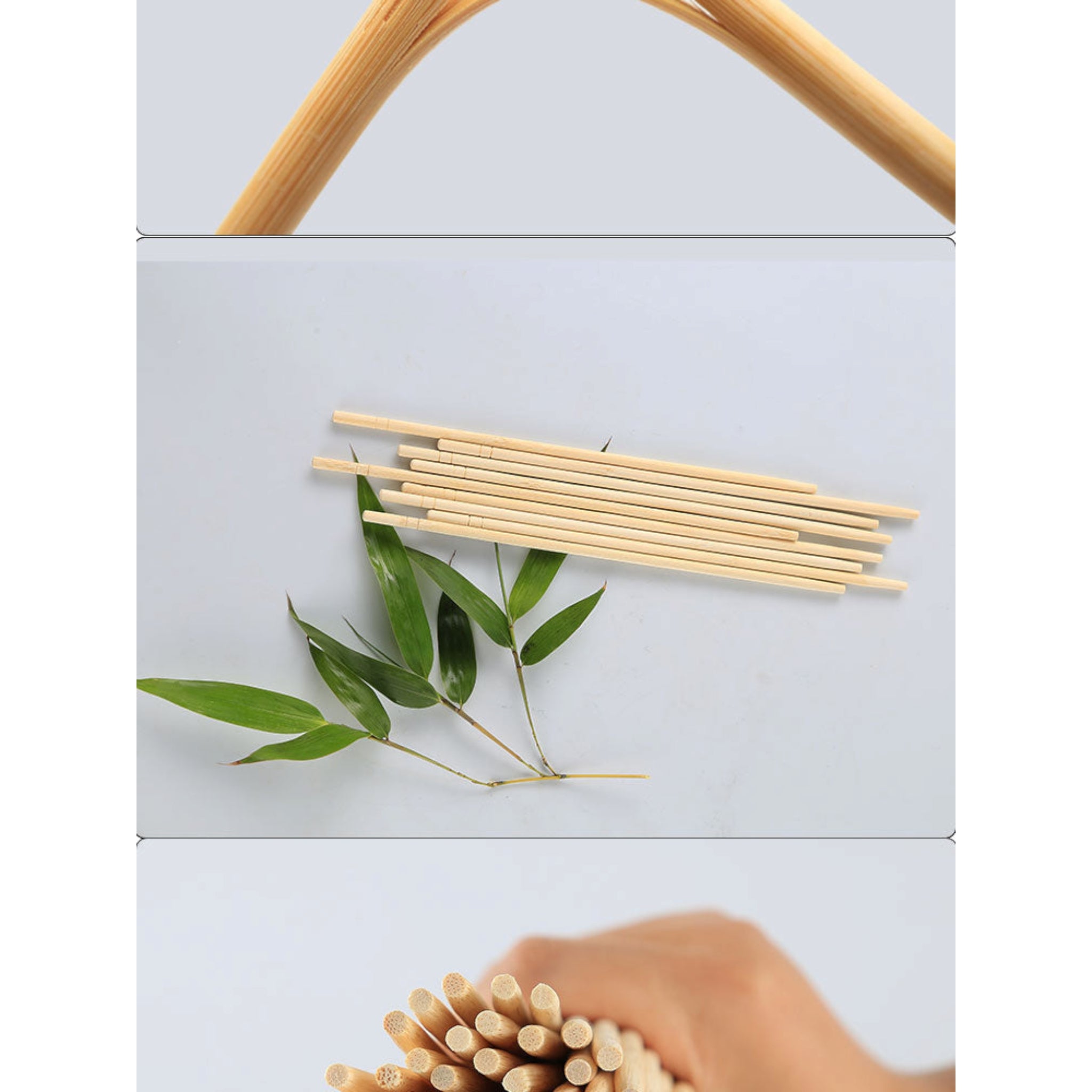 Disposable Bamboo Chopsticks 20cm Twine with Plastic Wrap 10Pack
