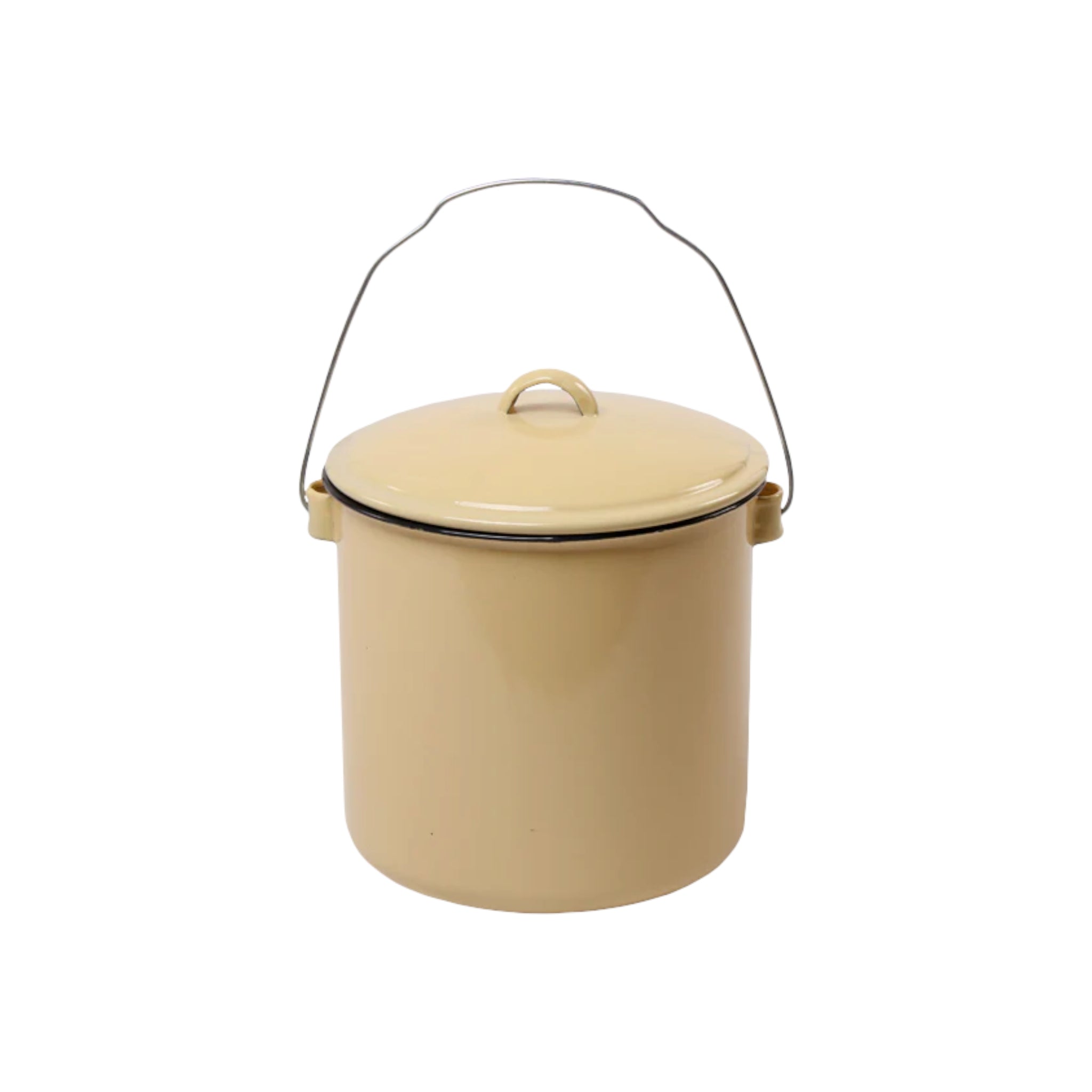 Enamel Billy Can 14cm Food Beverage Carrier with Lid & Handle