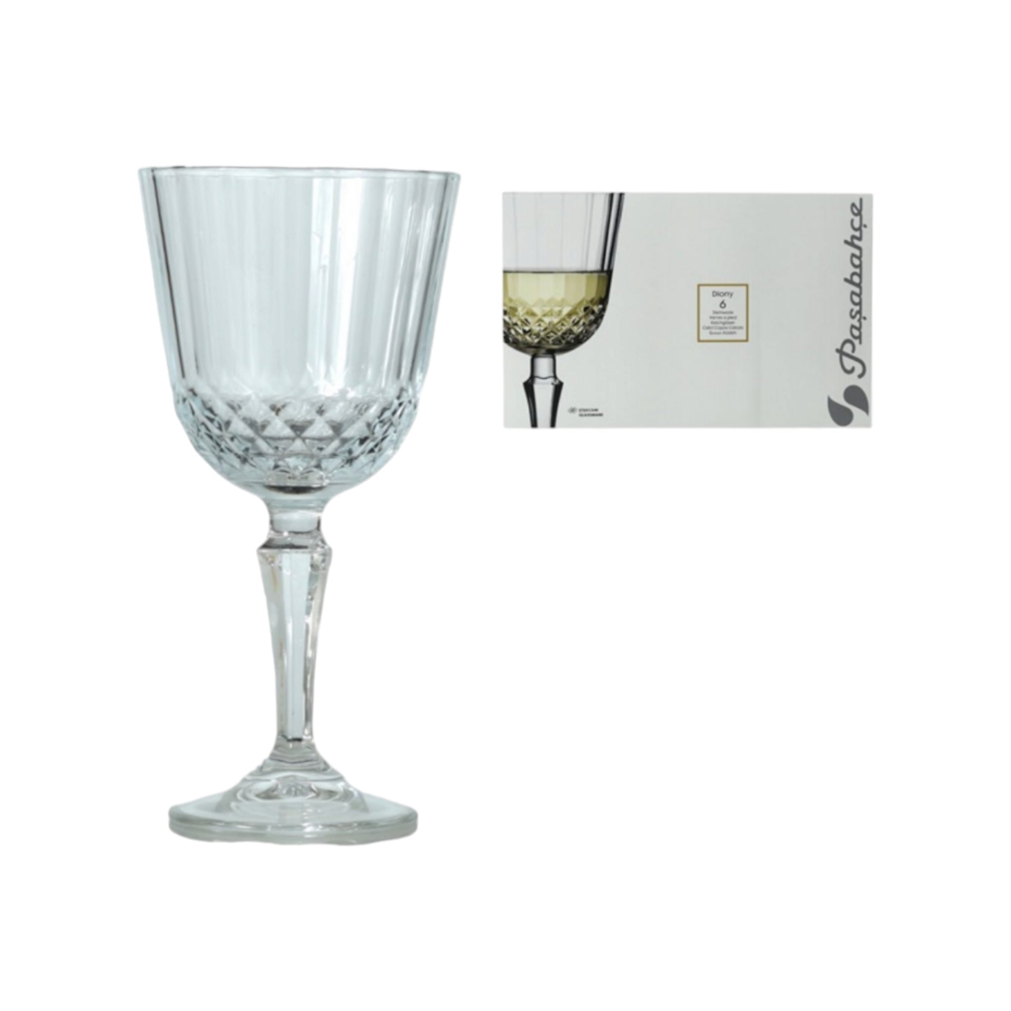 Pasabahce Diony Glass Tumbler Stemmed 230ml White Wine 6pack