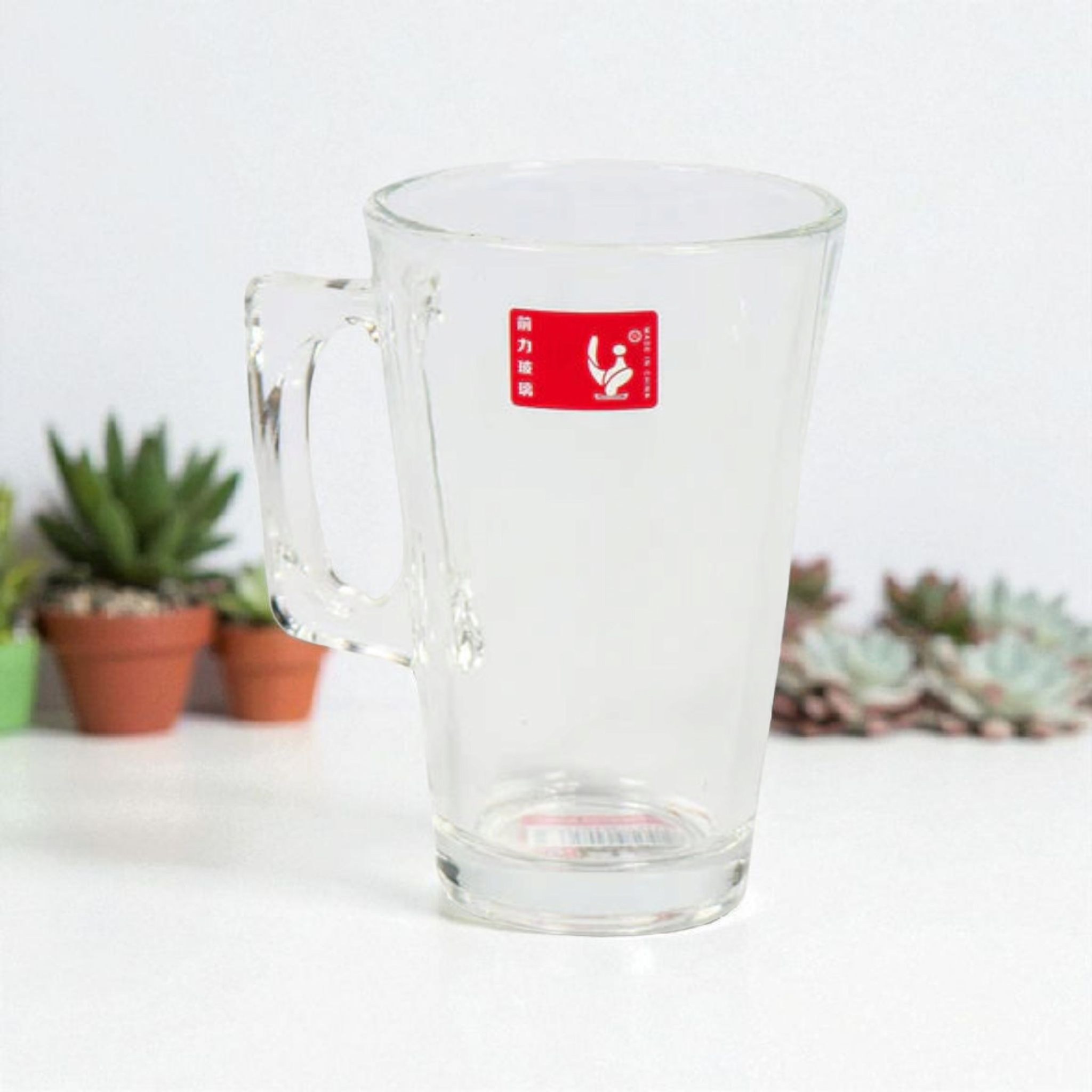 Glass Latte Coffee Mug 220ml V-Shaped 7x11cm 6pack
