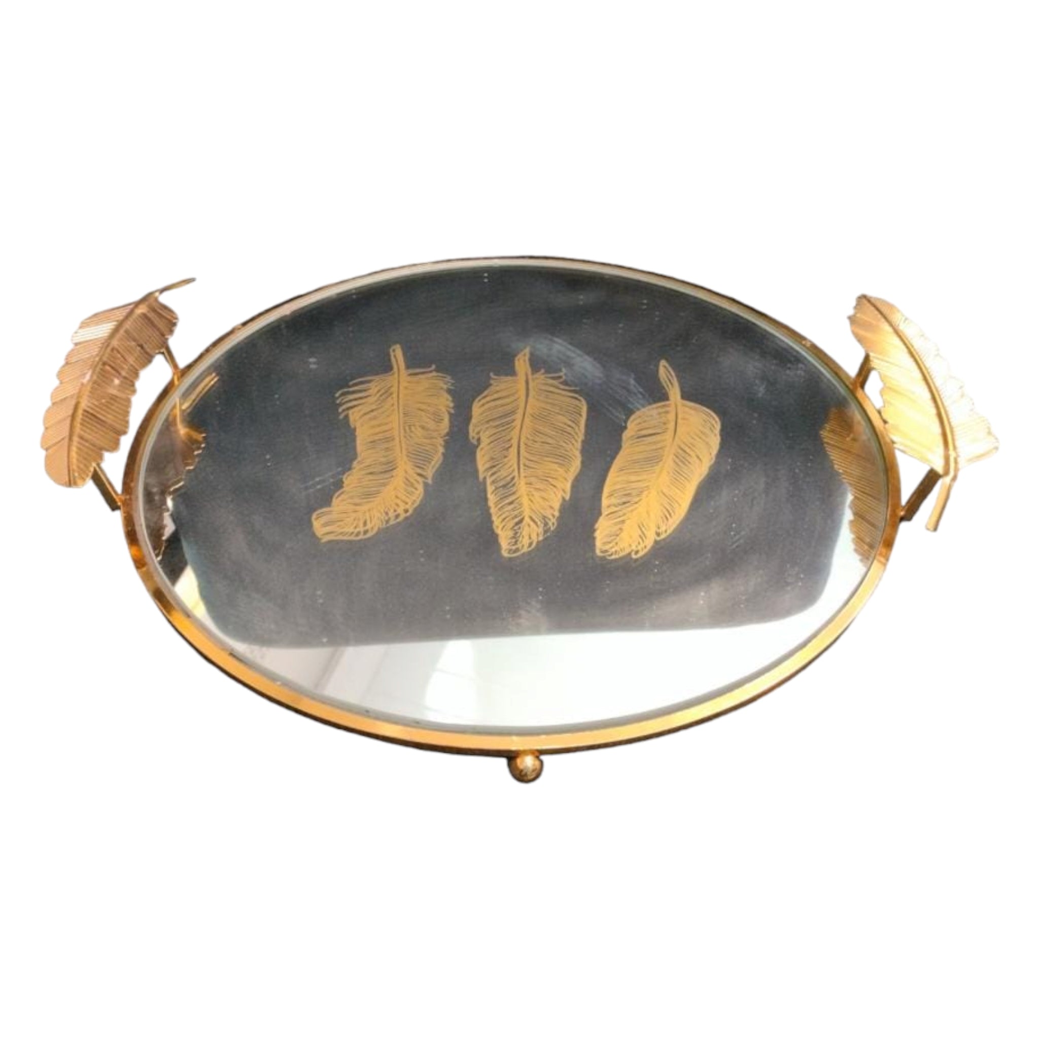 Tray Round Mirror 46x38x5.5cm XTRY120