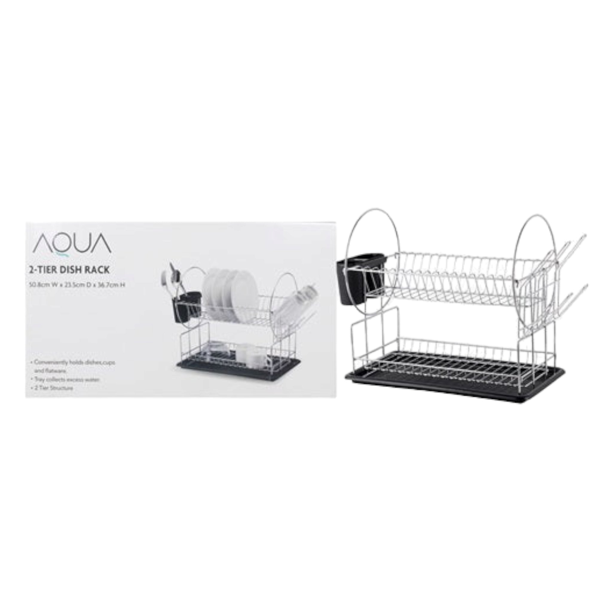 Aqua Dish Rack 2-Tier Chrome 29834