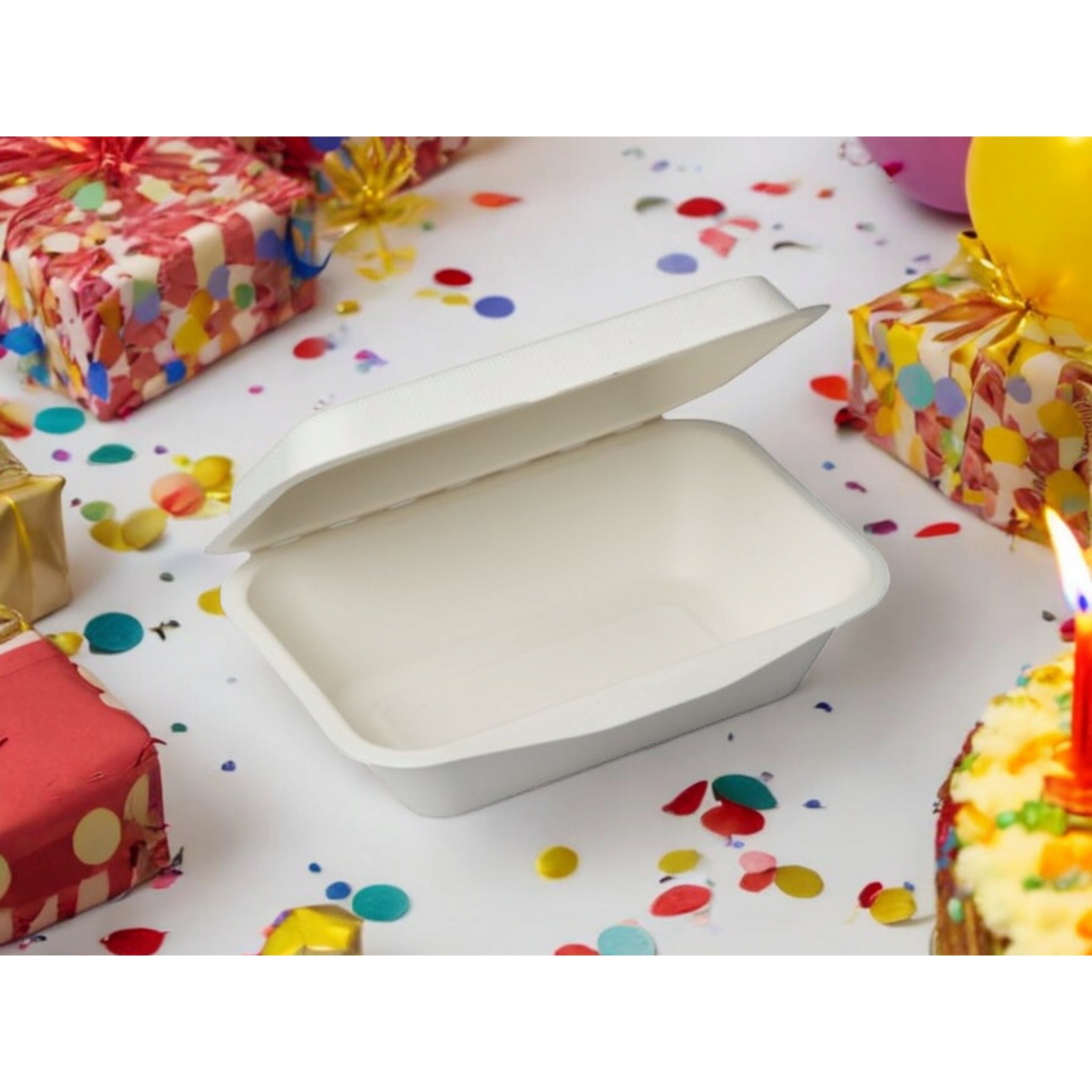 Biodegradable Bagasse Takeaway Lunchbox Clamshell 600ml 20x11x5cm