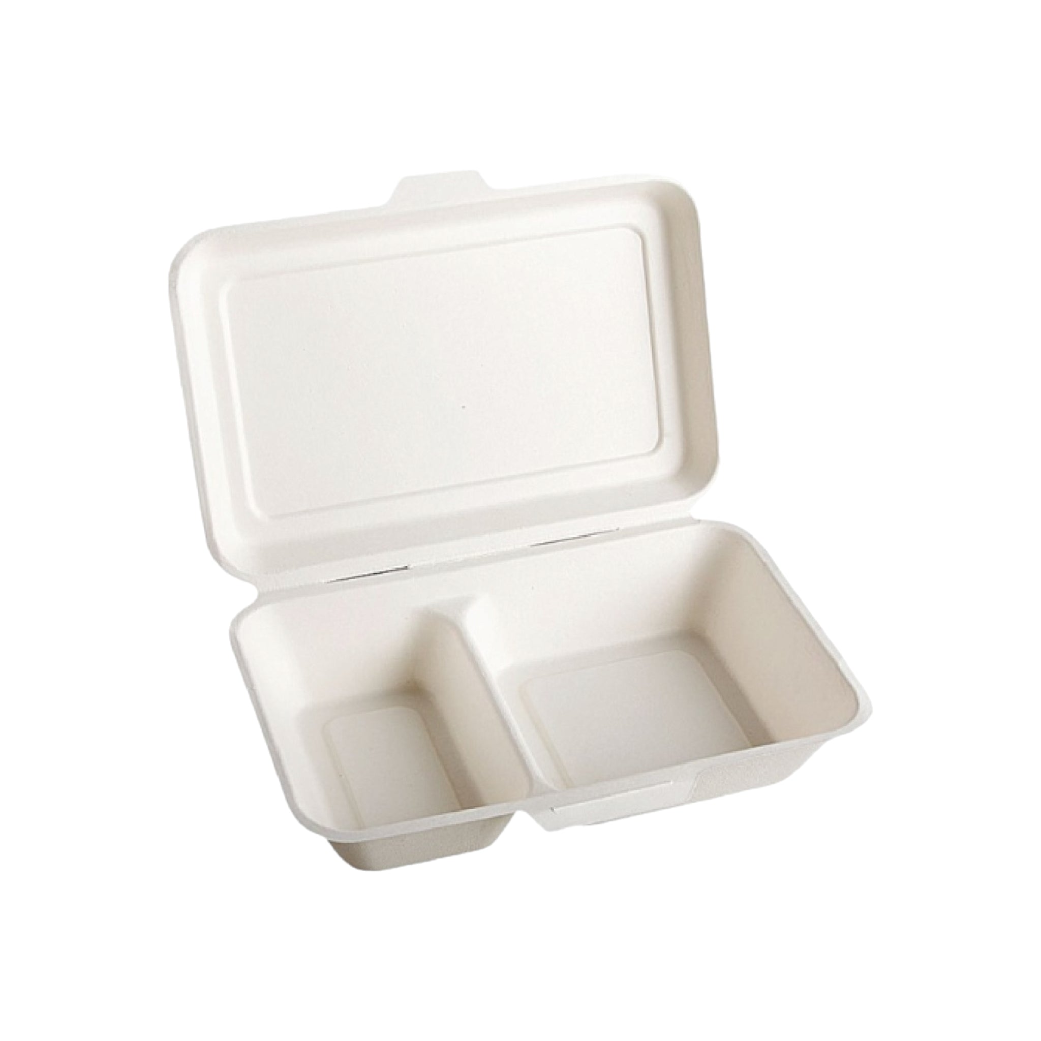 Biodegradable Bagasse Takeaway Lunchbox Clamshell 2-Division 23x15cm