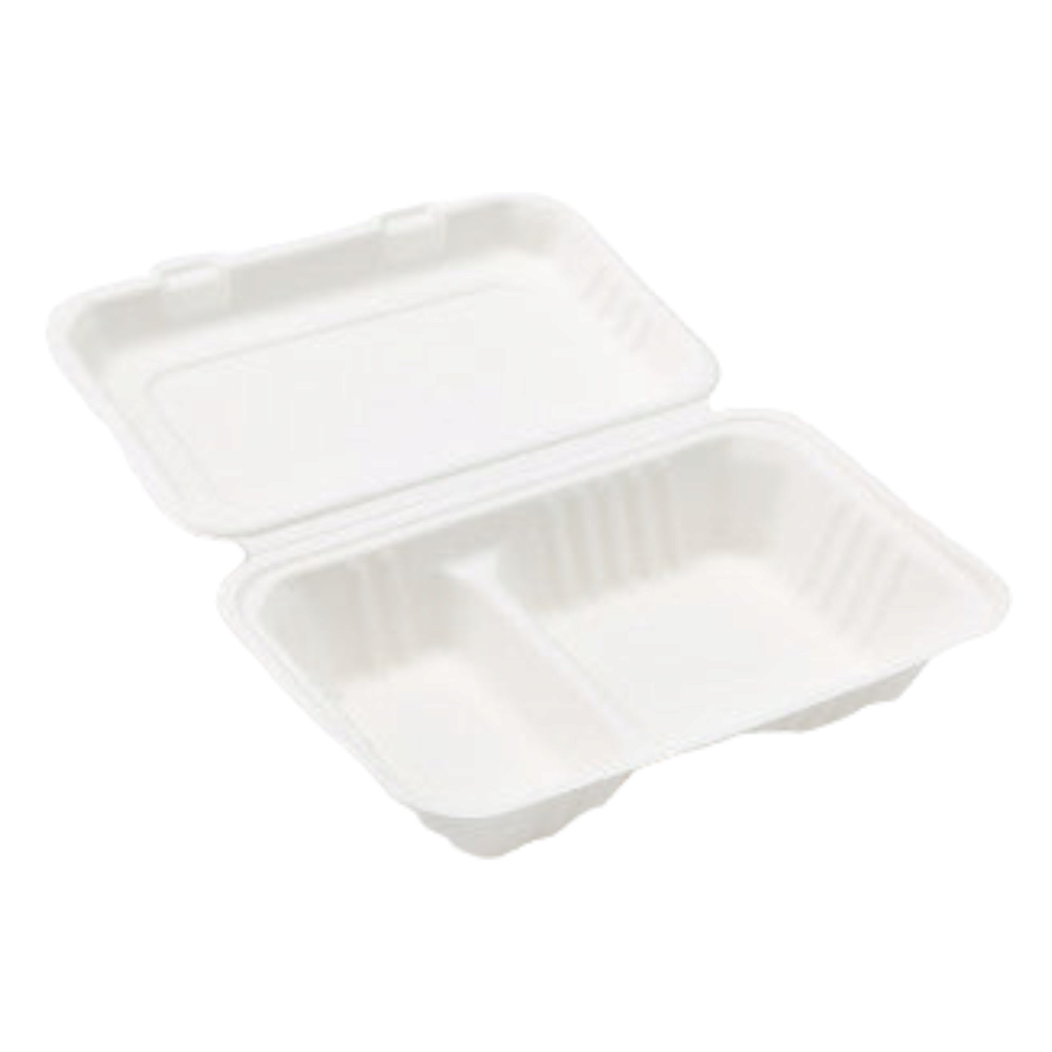 Biodegradable Bagasse Takeaway Lunchbox Clamshell 2-Division 1L 23x15cm 10pack