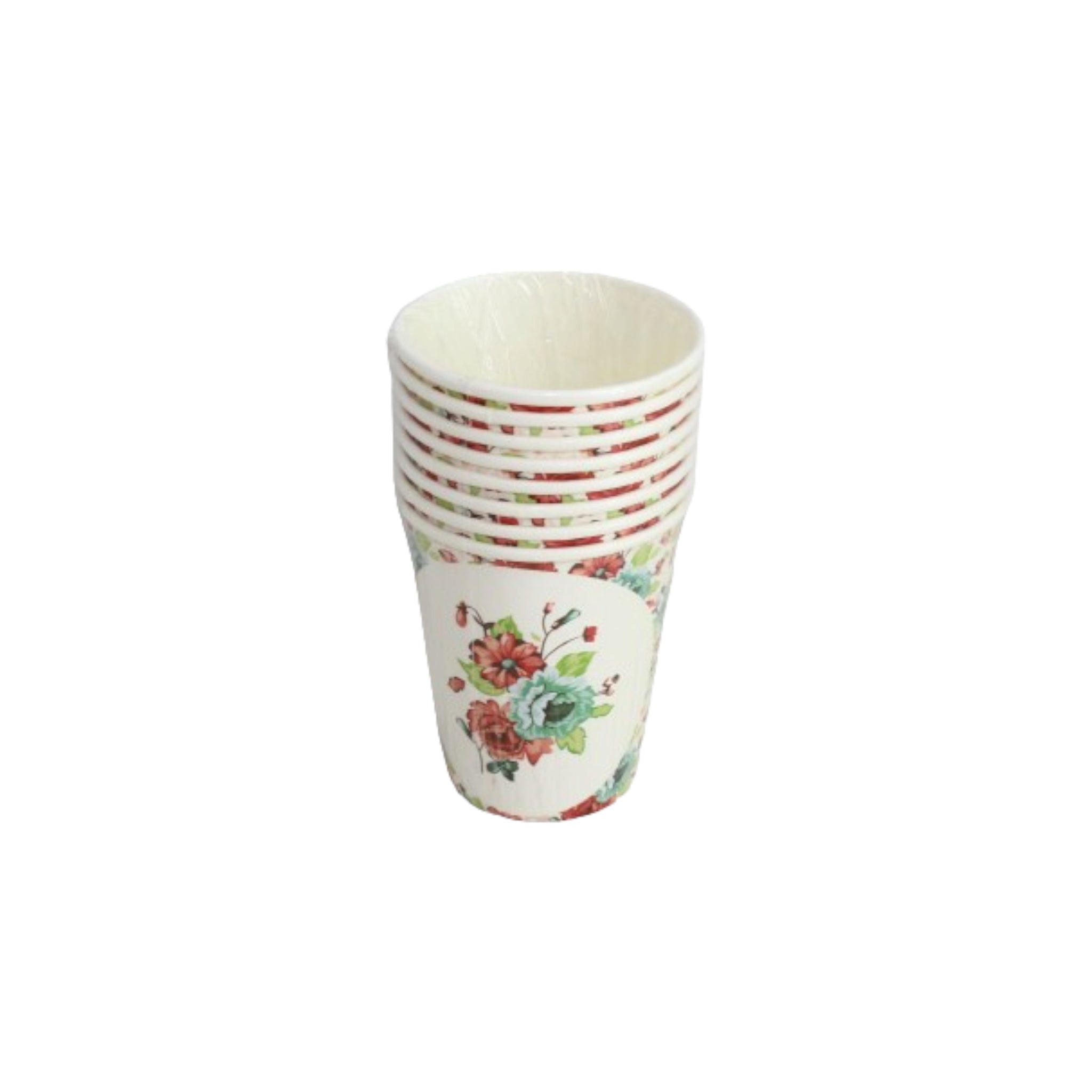Disposable Party Paper Cups 8cm Floral 9oz XPATY56