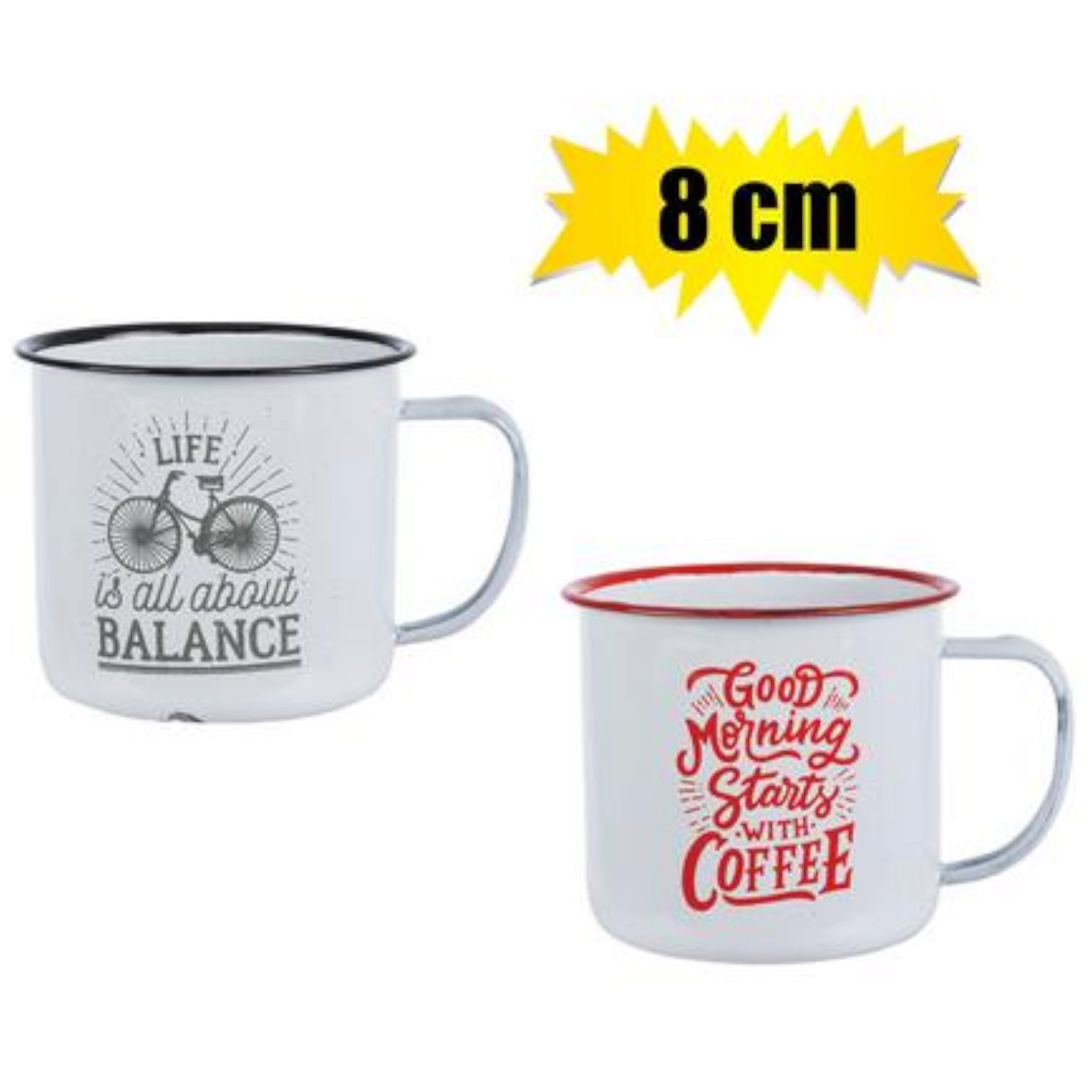 Enamel Mug 8cm with Print Quotes