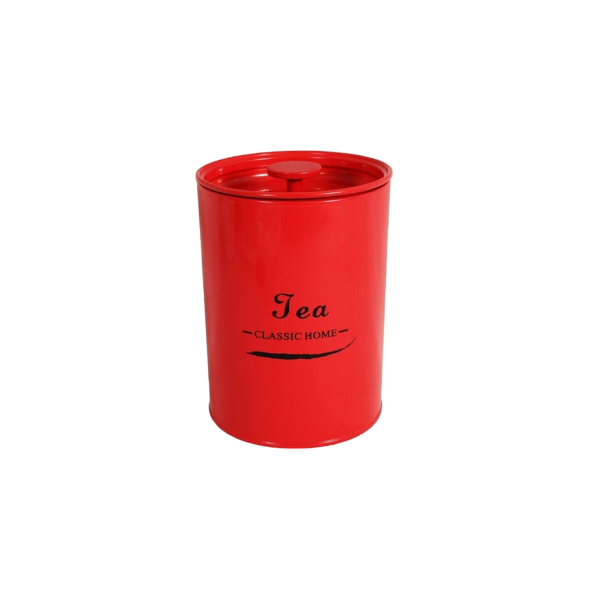 Retro Tin Storage Canister Round Red Tea-Sugar-Coffee 27801/2/3 3pc Set