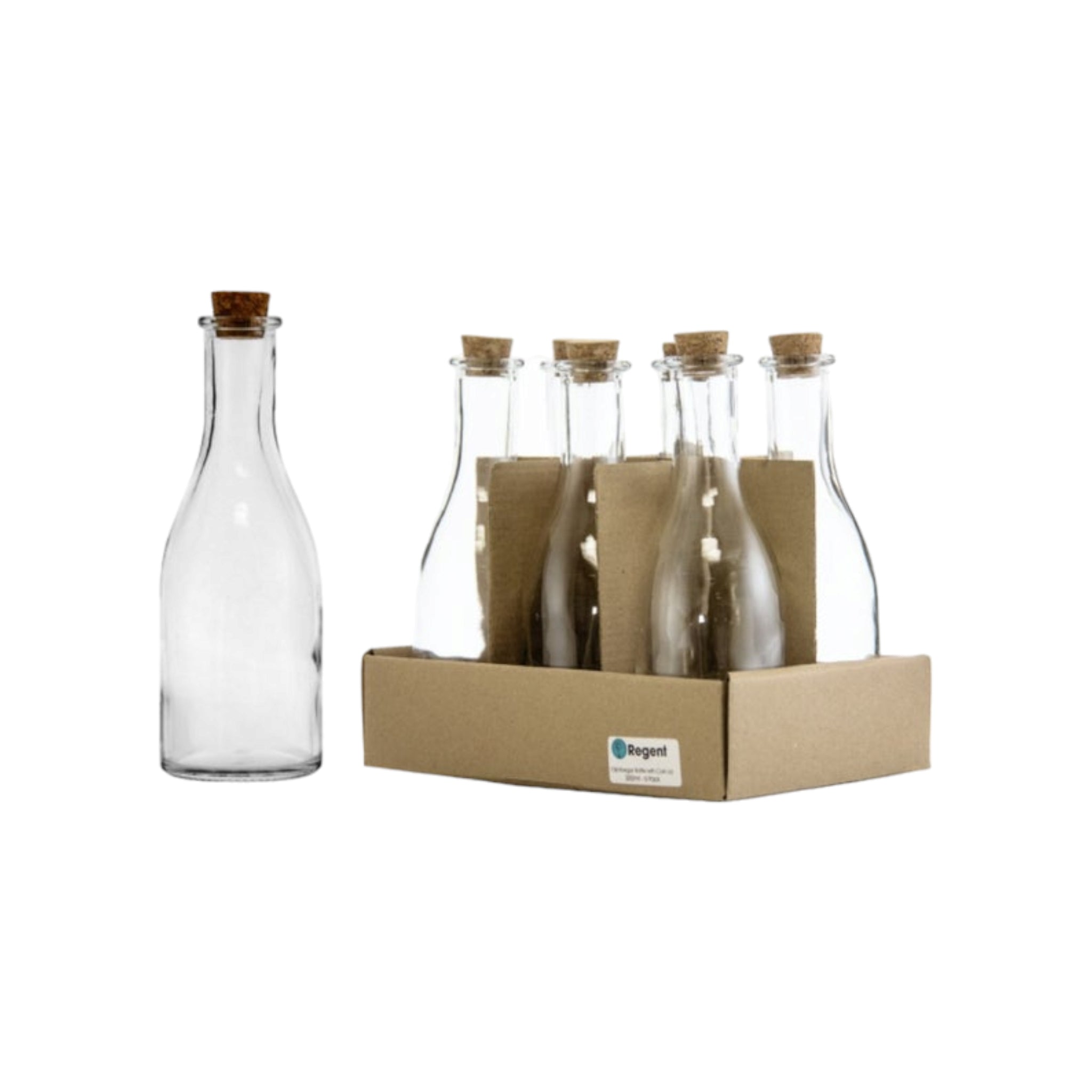 Regent Glass Bottle 300ml Round Oil Vinegar with Cork Lid 15097