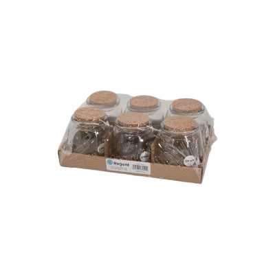 Regent Glass Round Bottle 260ml with Cork Lid 6pack 15511