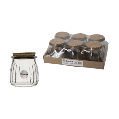 Regent Glass Round Ribbed Bottle 160ml with Cork Lid 6pack